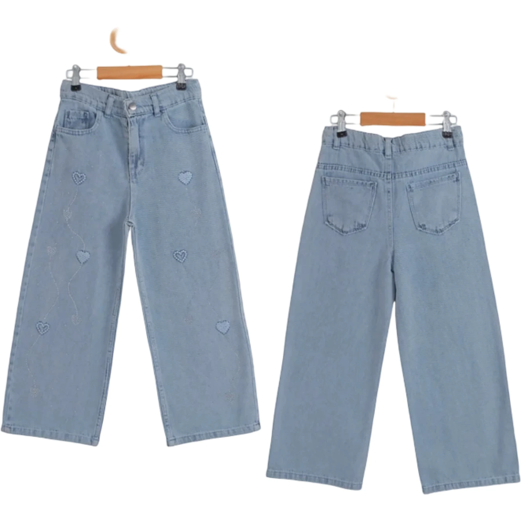 NAKIŞLI TAŞLI KIZ KOT PANTOLON  11Y,12Y,13Y,14Y,15Y Kız