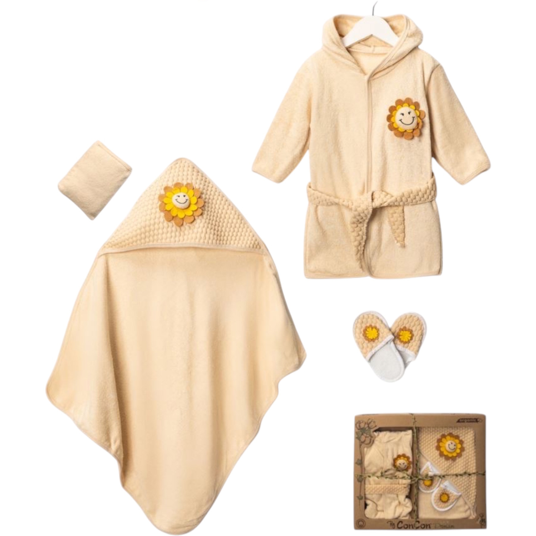 ORGANİC BEBEK BORNOZ SETİ 1 Ay,2 Ay,3 Ay Kız