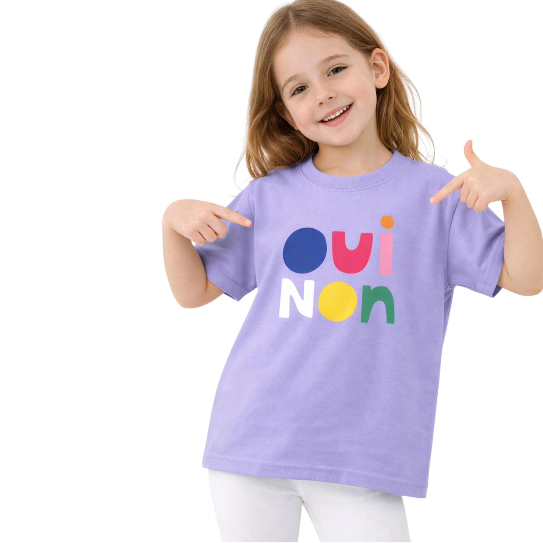 OUI NON BASKILI KISA KOLLU TİŞÖRT  6Y,7Y,8Y,9Y Kız