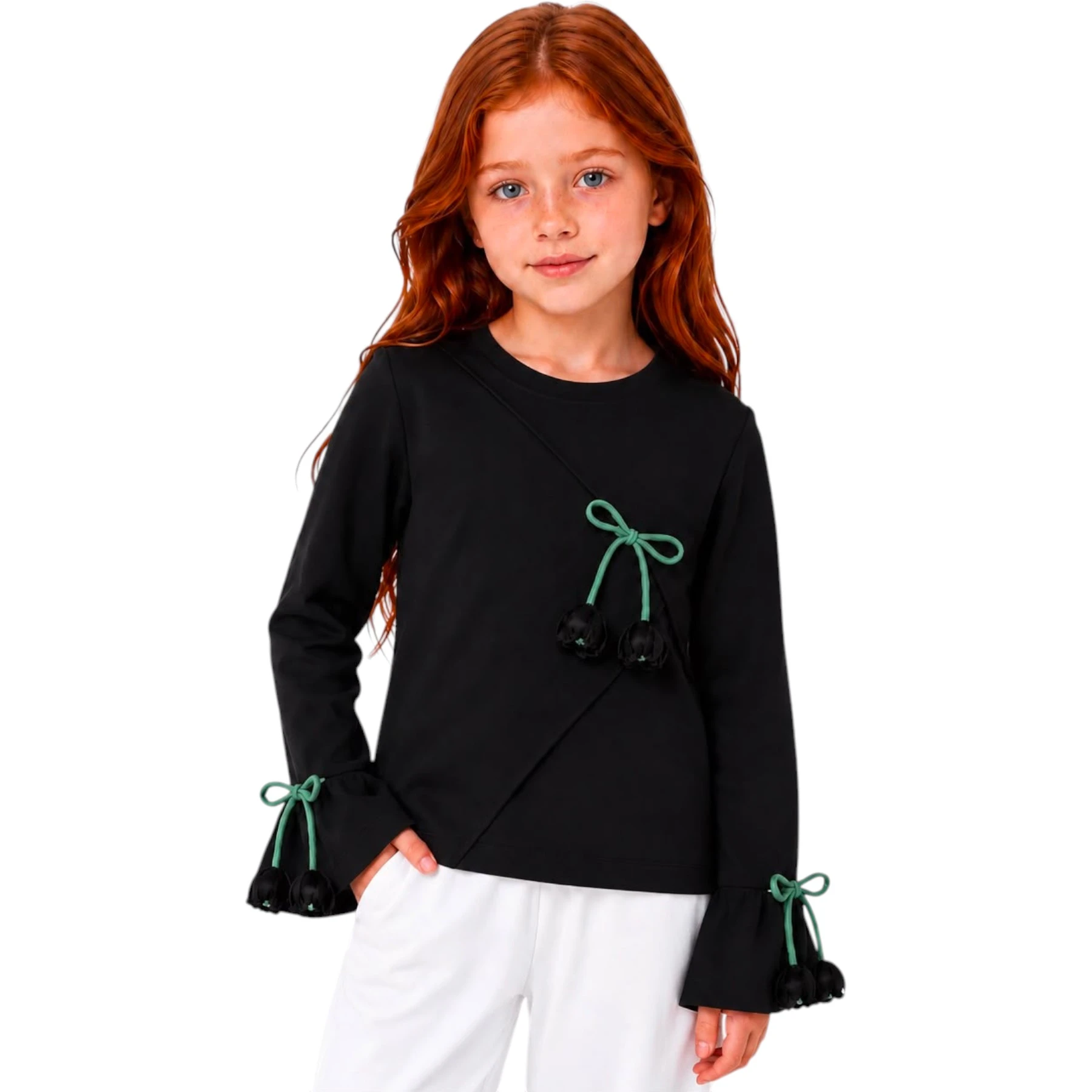 OYSHO NERVÜRLÜ LALE AKSESUARLI SWEAT 7Y,8Y,9Y,10Y,11Y Kız