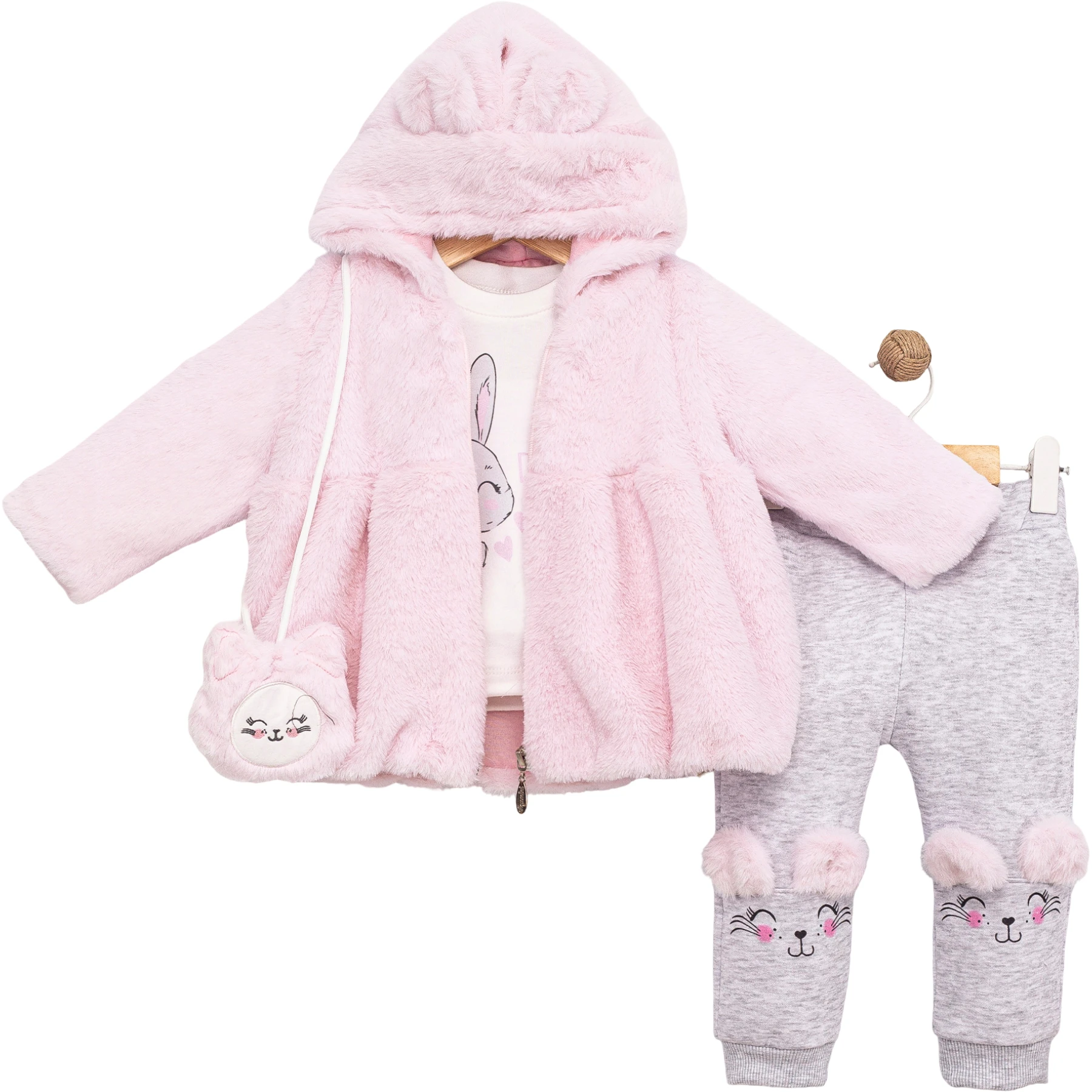 PELUŞ ÇANTALI TAVŞANLI 3'LÜ TAKIM 9 Ay,12 Ay,18 Ay Kız