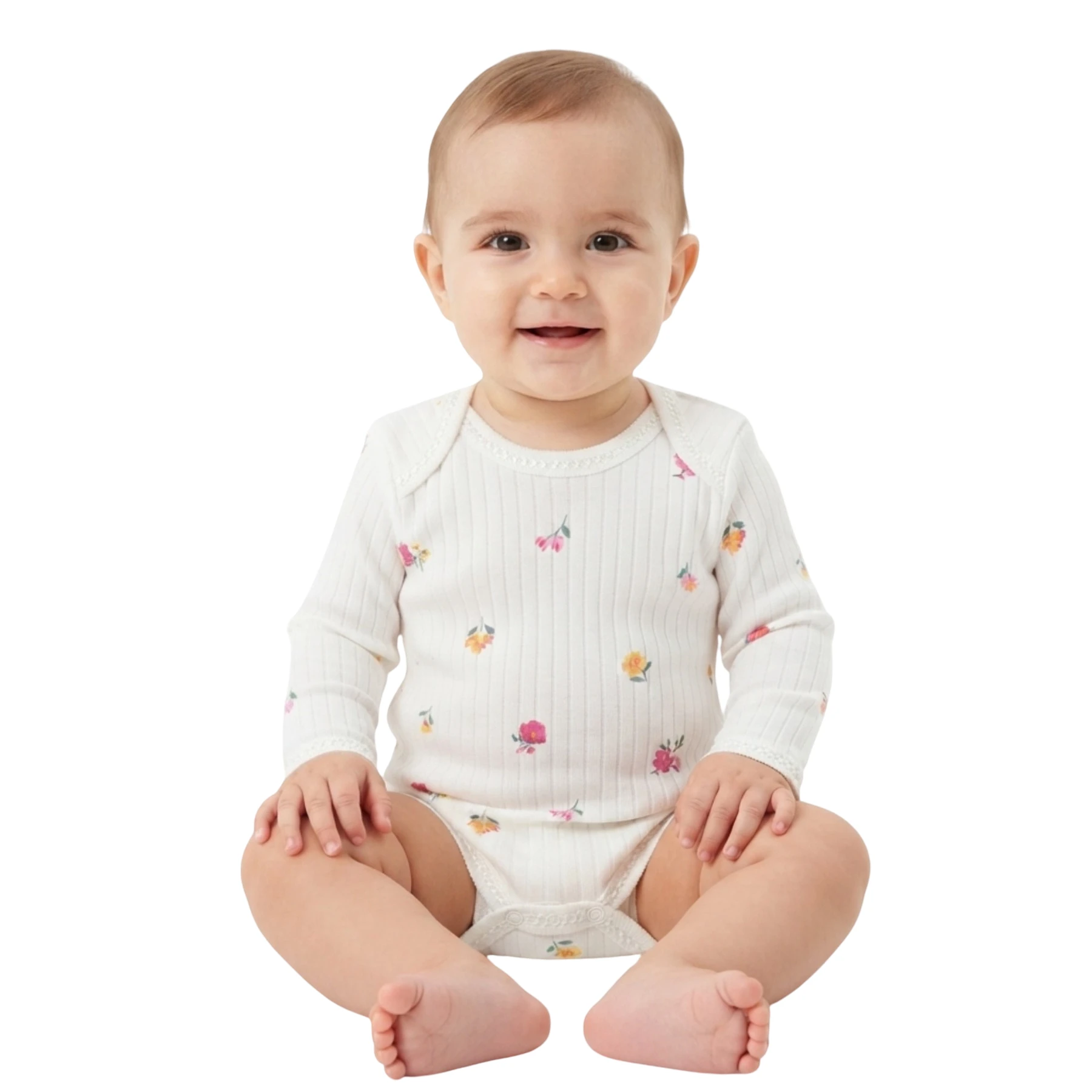 PEMBE ÇİÇEK RAPORLU UZUN KOL BADİ KÜÇÜK 1 Ay,3 Ay,6 Ay,9 Ay Kız