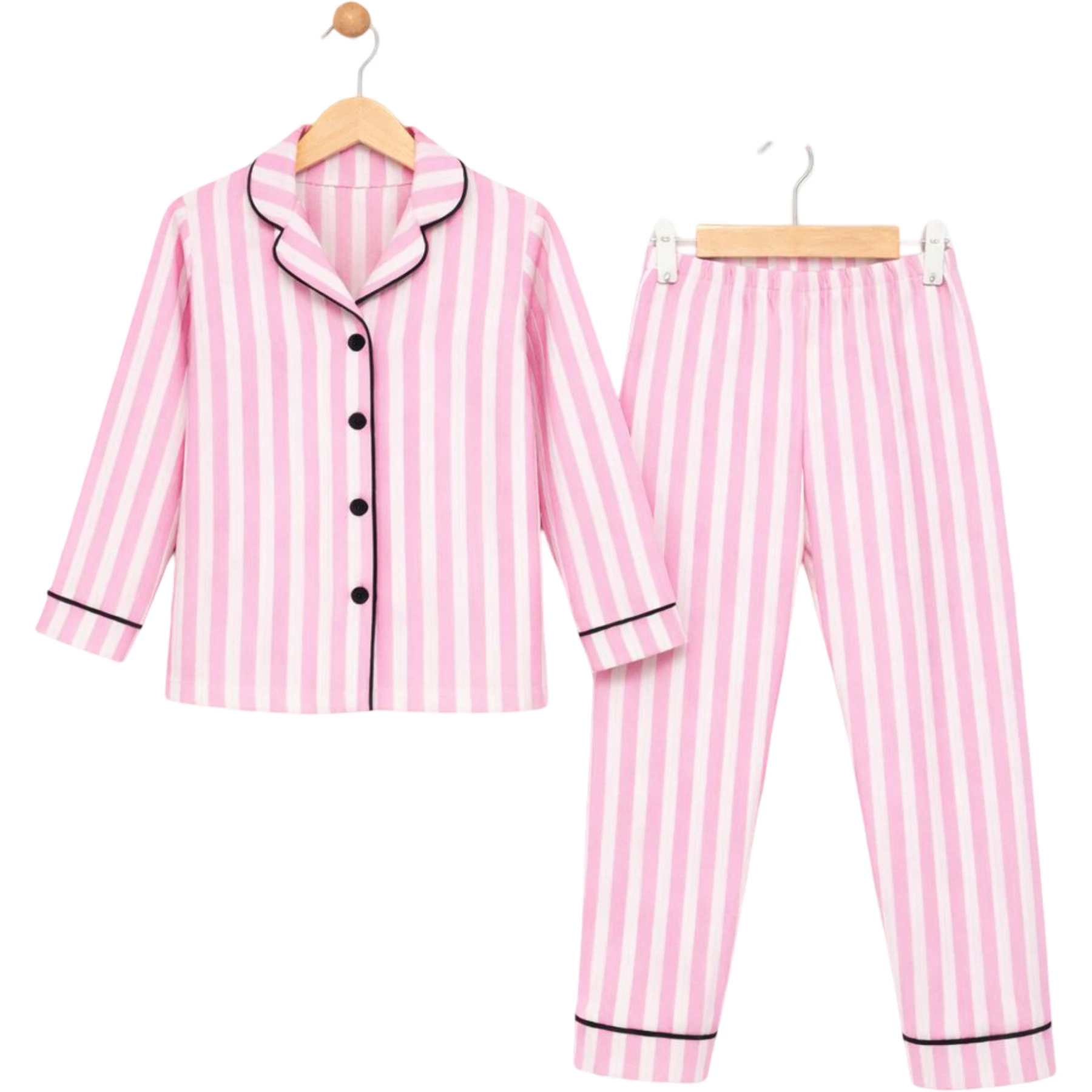 PEMBE ÇİZGİLİ YAKALI PIJAMA TAKIM  7Y,8Y,9Y Kız