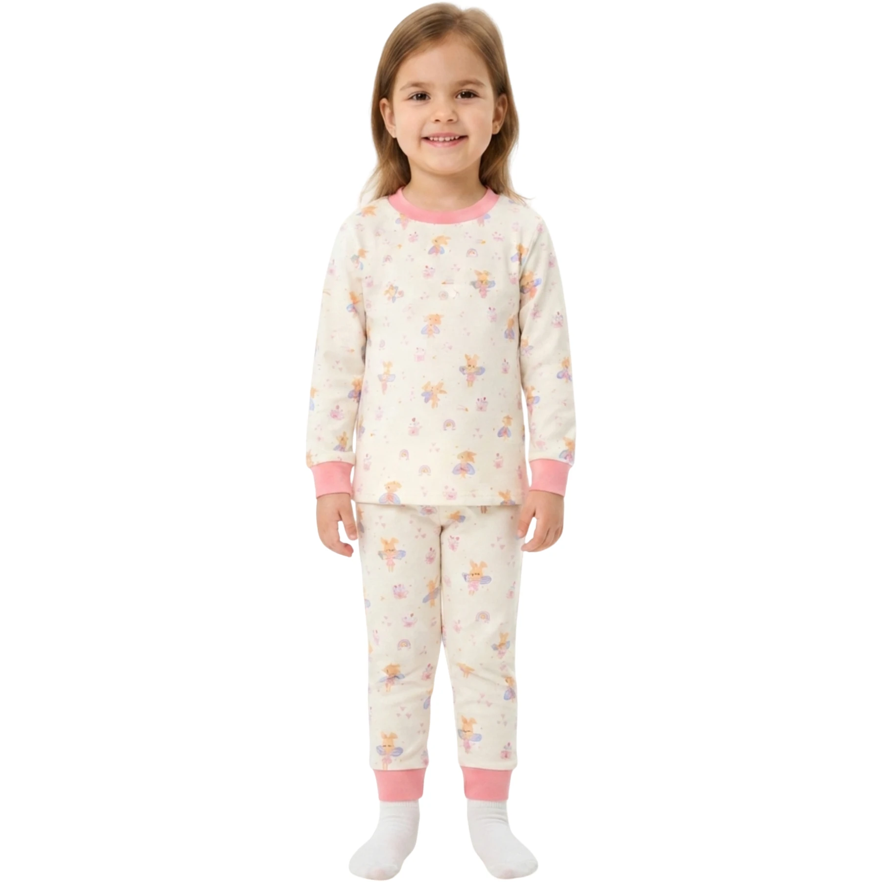 PERİLİ BALERİN BİSİKLET YAKA PİJAMA TAKIMI 3Y,4Y,5Y,6Y Kız