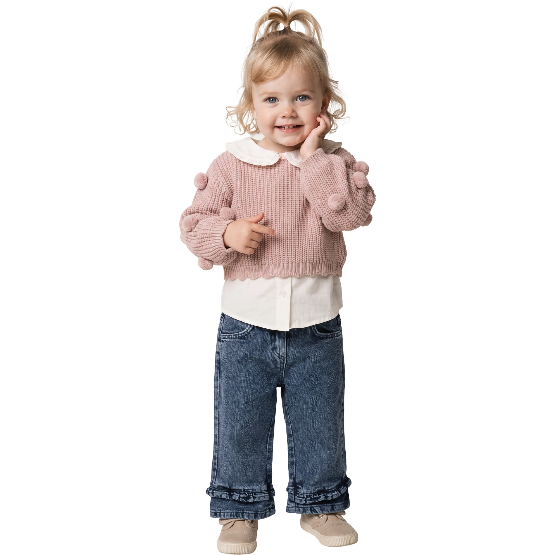 PONPONLU KIZ TRİKO TK 12 Ay,2Y,3Y,4Y Kız
