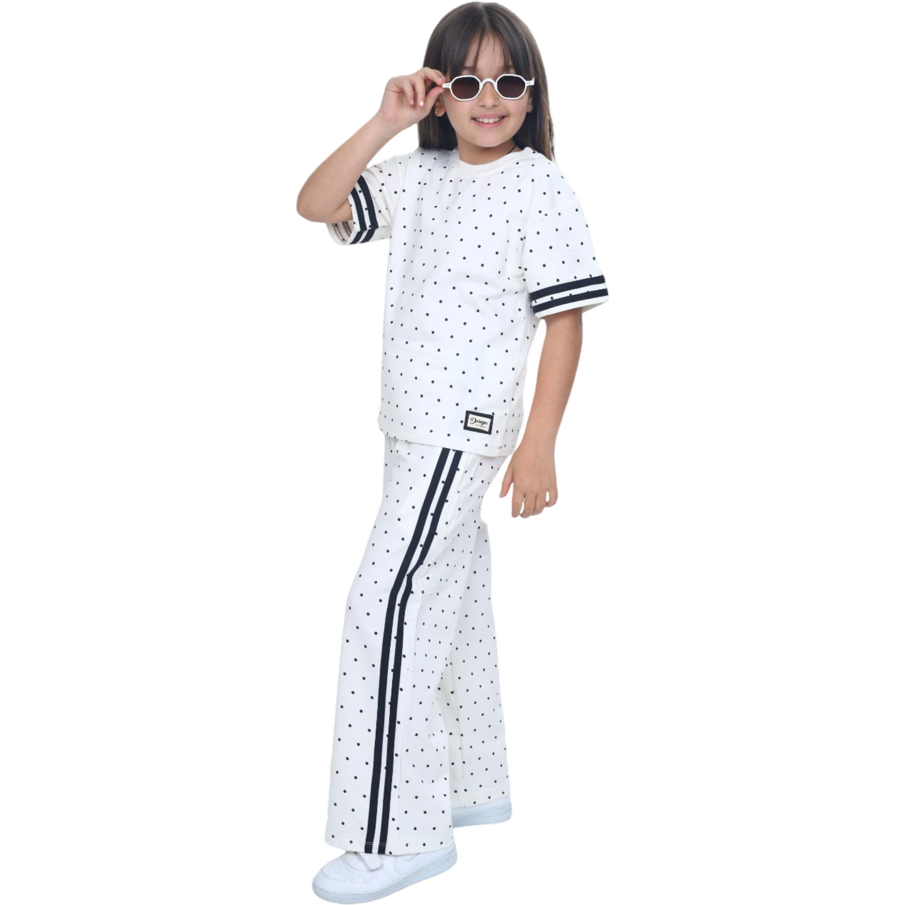 PUANTİYELİ ŞERİTLİ TAKIM 4Y,5Y,6Y,7Y,8Y Kız