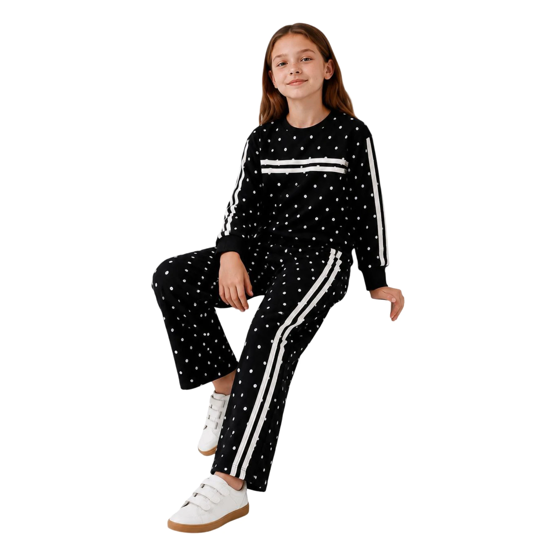 PUANTİYELİ ŞERİTLİ TAKIM  4Y,5Y,6Y,7Y,8Y Kız