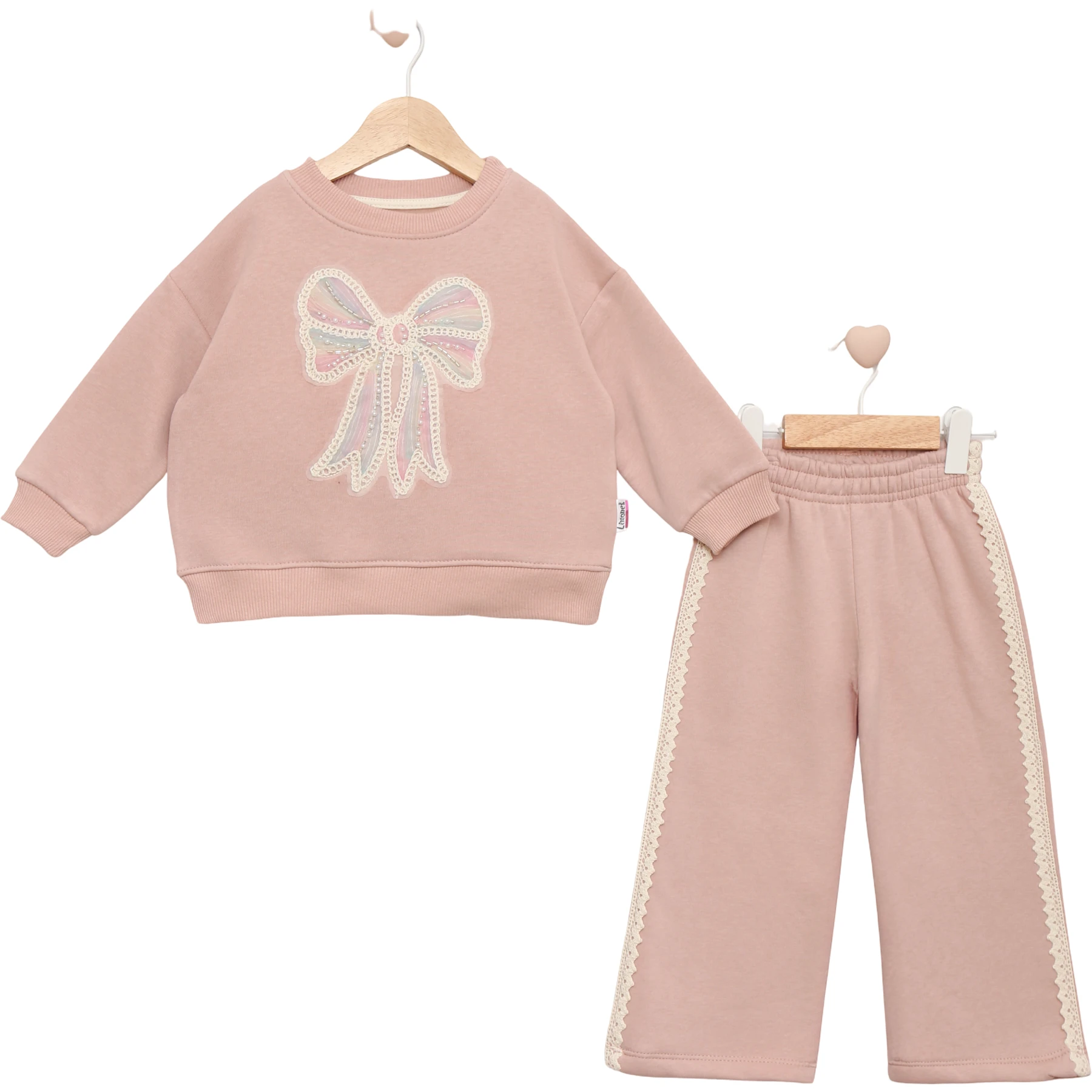 PUL FİYONK NAKIŞLI ÜÇ İPLİK KIZ TAKIM 2Y,3Y,4Y,5Y Kız