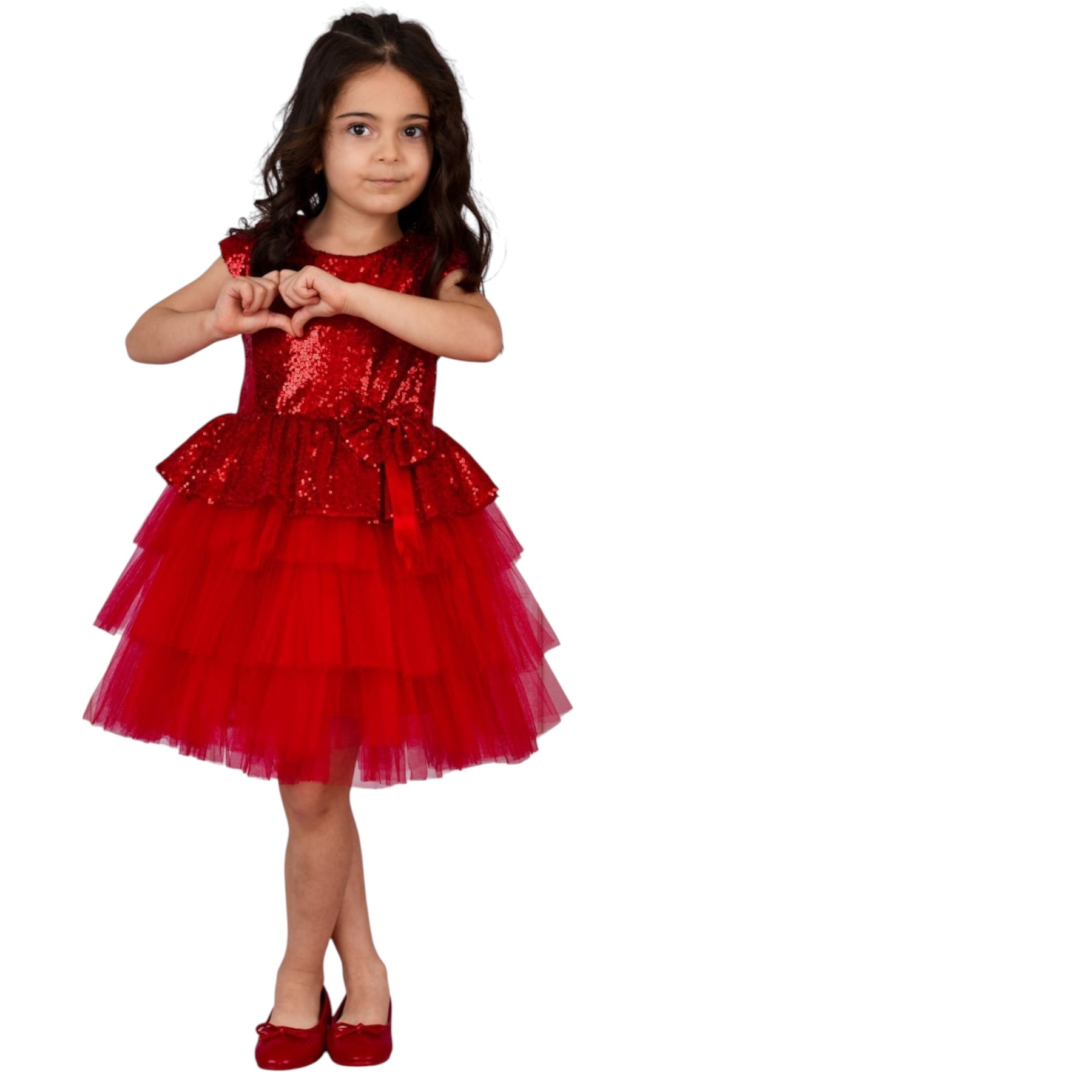 PULLU KAPAKLI ABİYE ELBİSE 12 Ay,2Y,3Y,4Y Kız