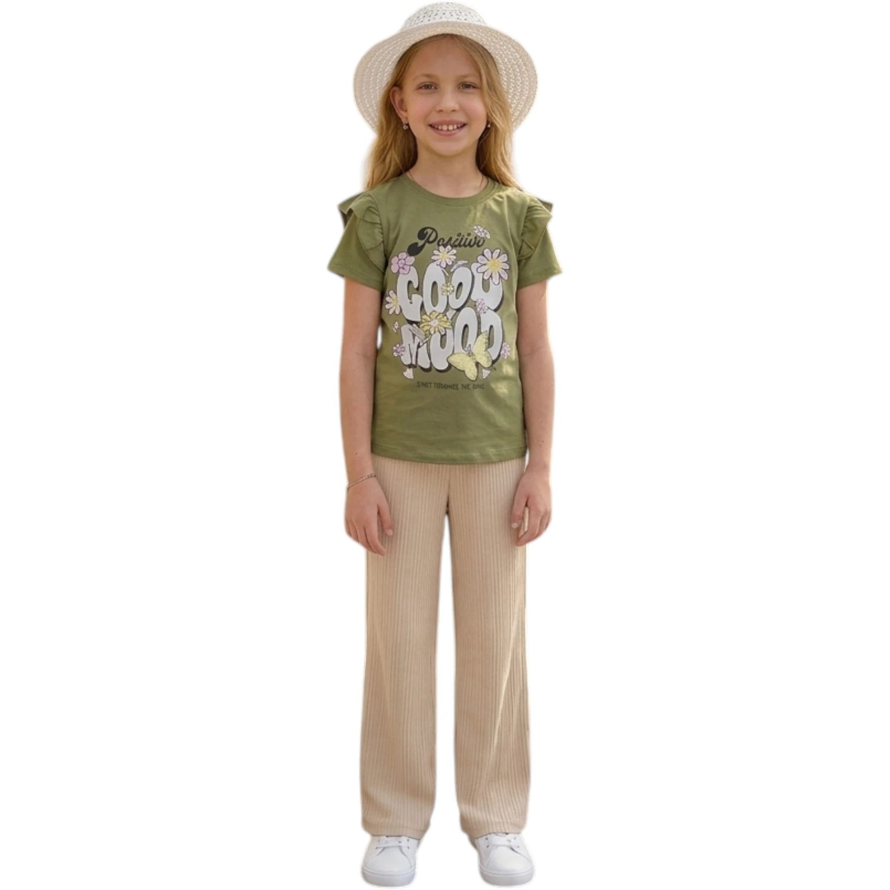 ŞAPKALI KIZ TAKIM GOOD MOOD BASKILI 4Y,6Y,8Y,10Y,12Y Kız