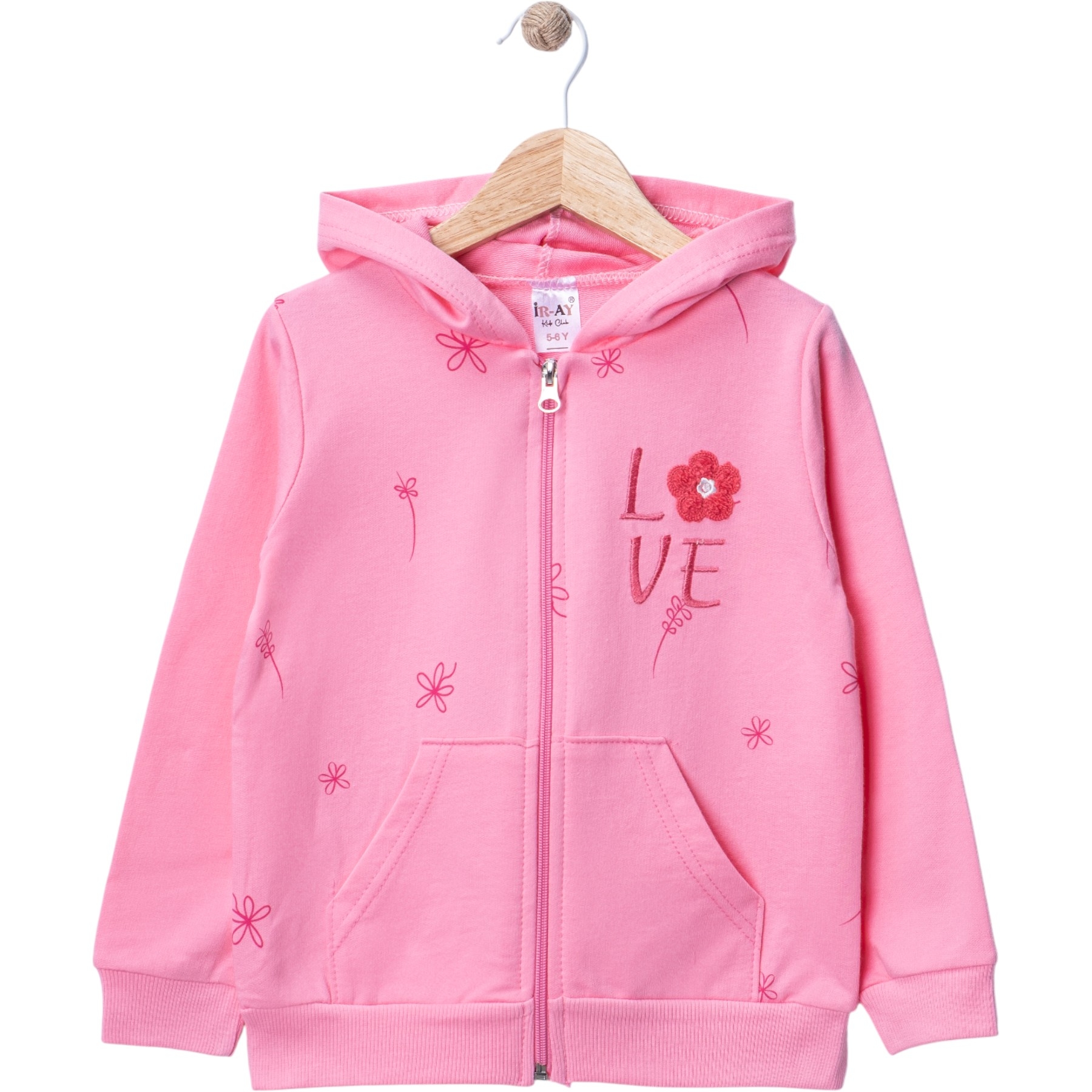 ŞARDONSUZ İKİ İPLİK LOVE KIZ HIRKA 5Y,6Y,7Y,8Y Kız