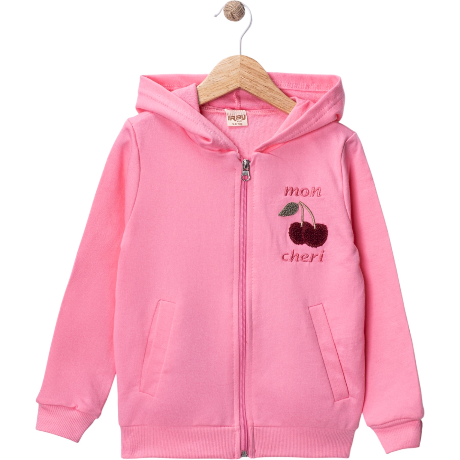 ŞARDONSUZ İKİİPLİK KİRAZLI KIZ HIRKA 5Y,6Y,7Y,8Y Kız