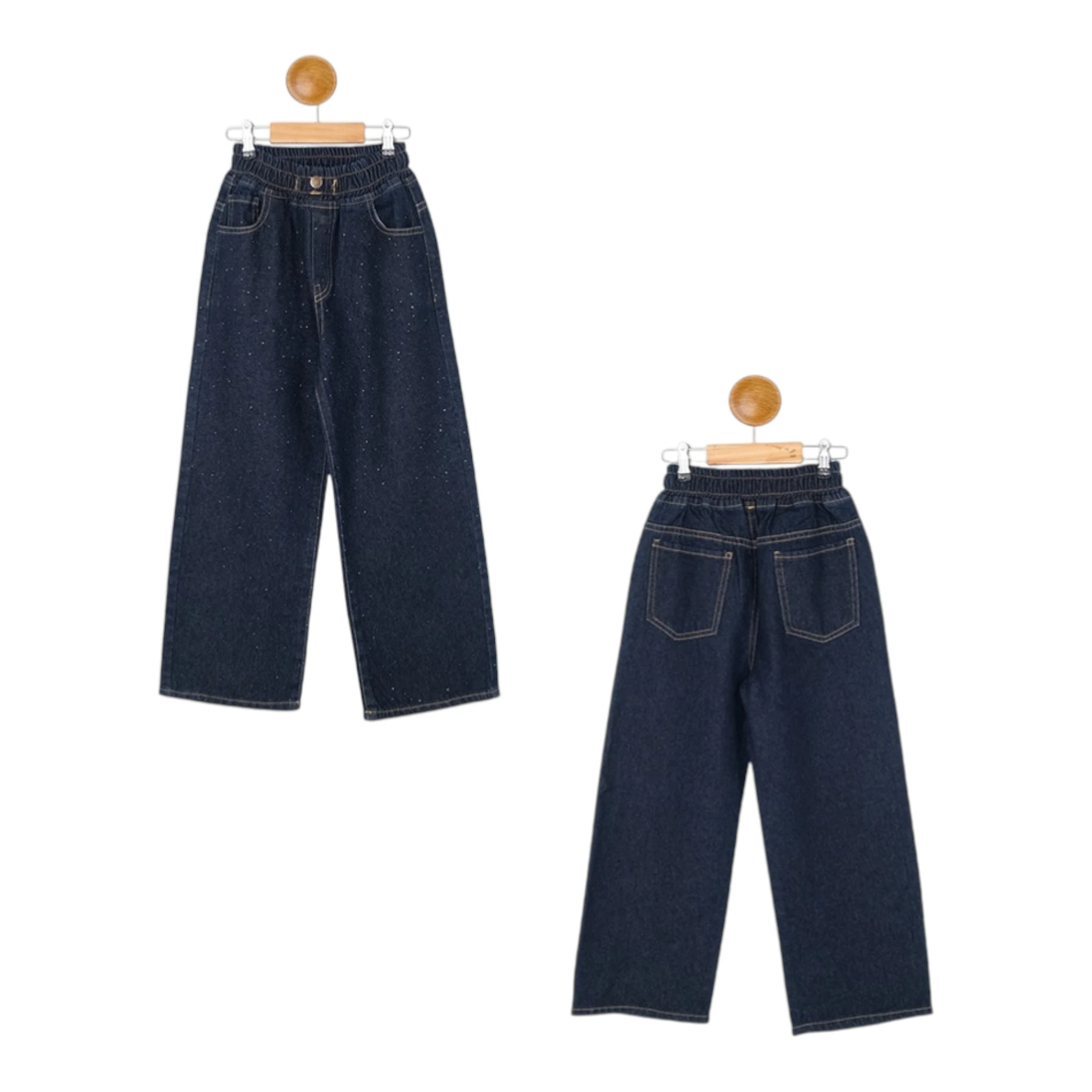 SERPME TAŞLI KIZ KOT PANTOLON  6Y,7Y,8Y,9Y,10Y Kız