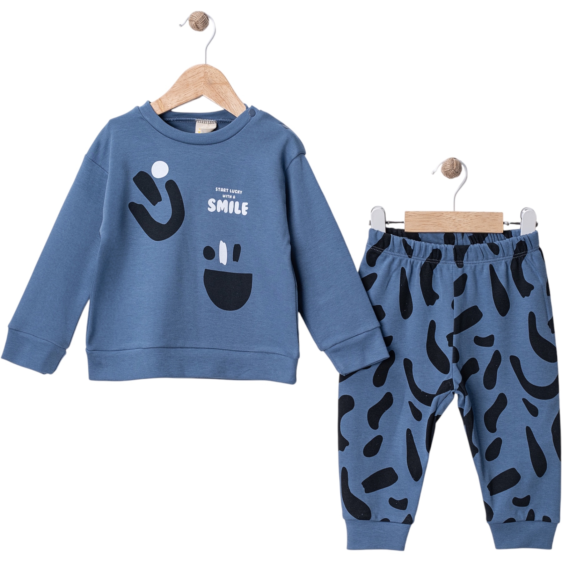 SMİLE BASKILI PANTALON BASKILI TAKIM 6 Ay,9 Ay,12 Ay,18 Ay Erkek