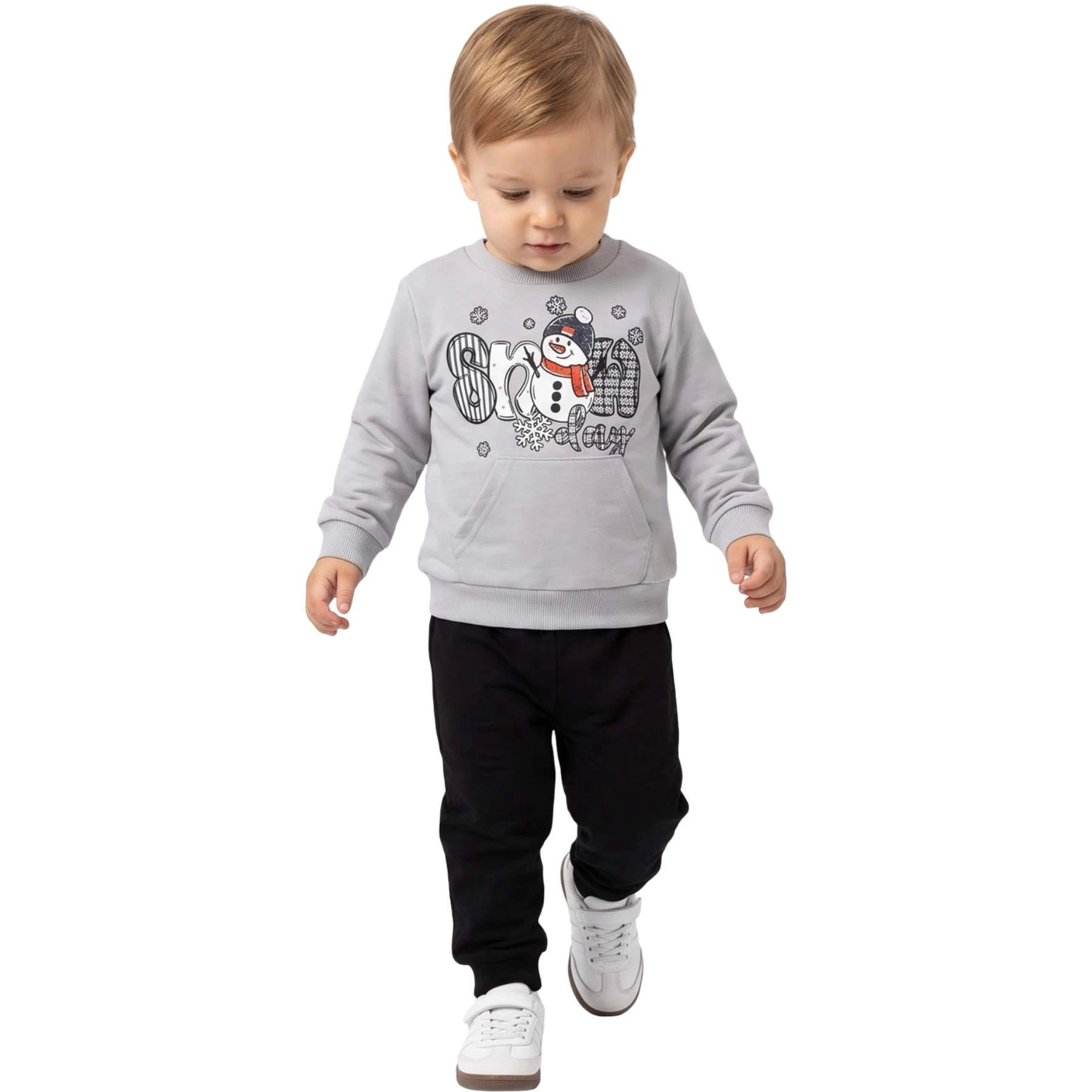 SNOW DAY BASKILI KANGURU CEPLİ MEVSİMLİK ERKEK BEBE TAKIMI 12 Ay,2Y,3Y,4Y Erkek