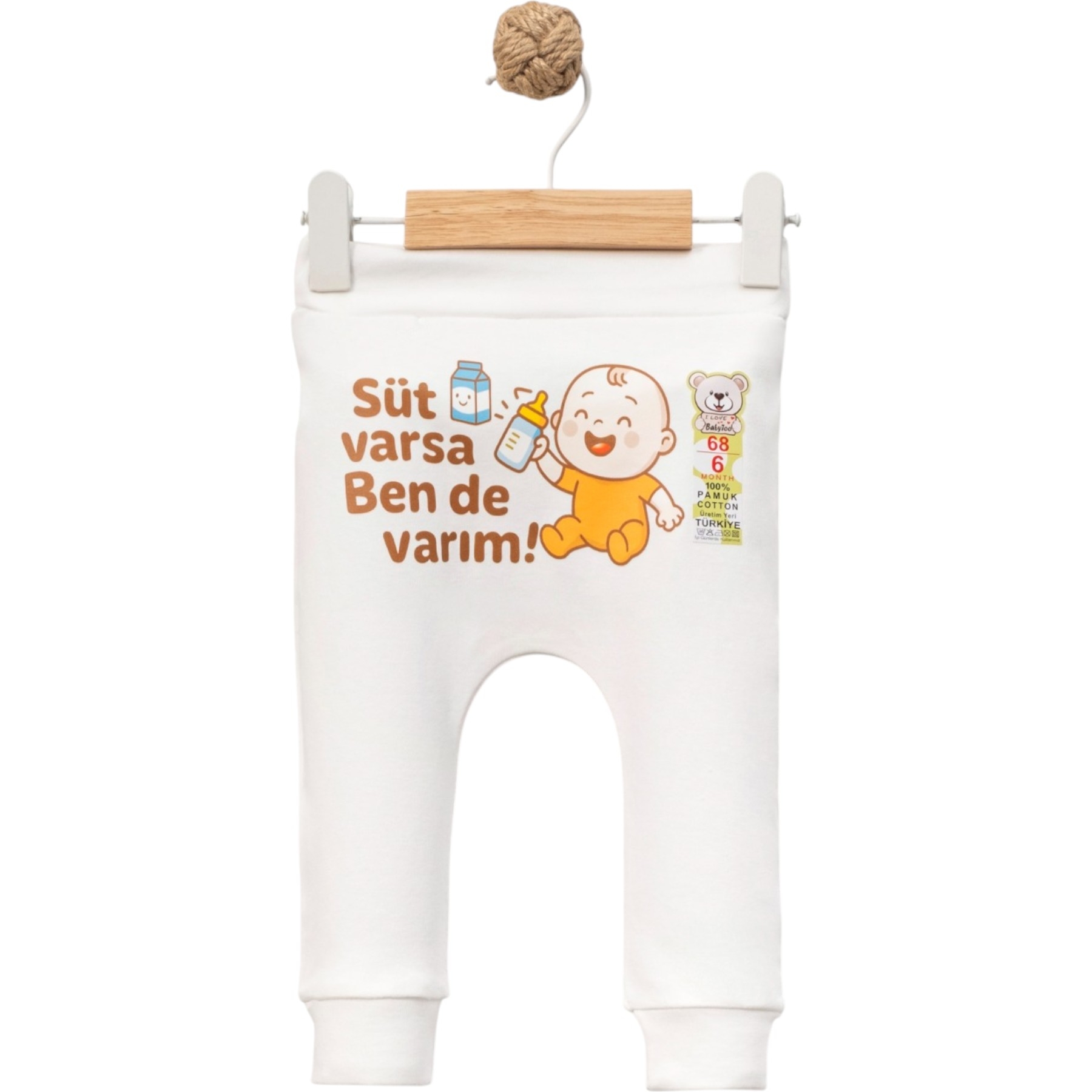 SUT VARSA BENDE VARIM DTF BASKILI MANSETLİ TEK ALT 1 Ay,3 Ay,6 Ay,9 Ay Uni