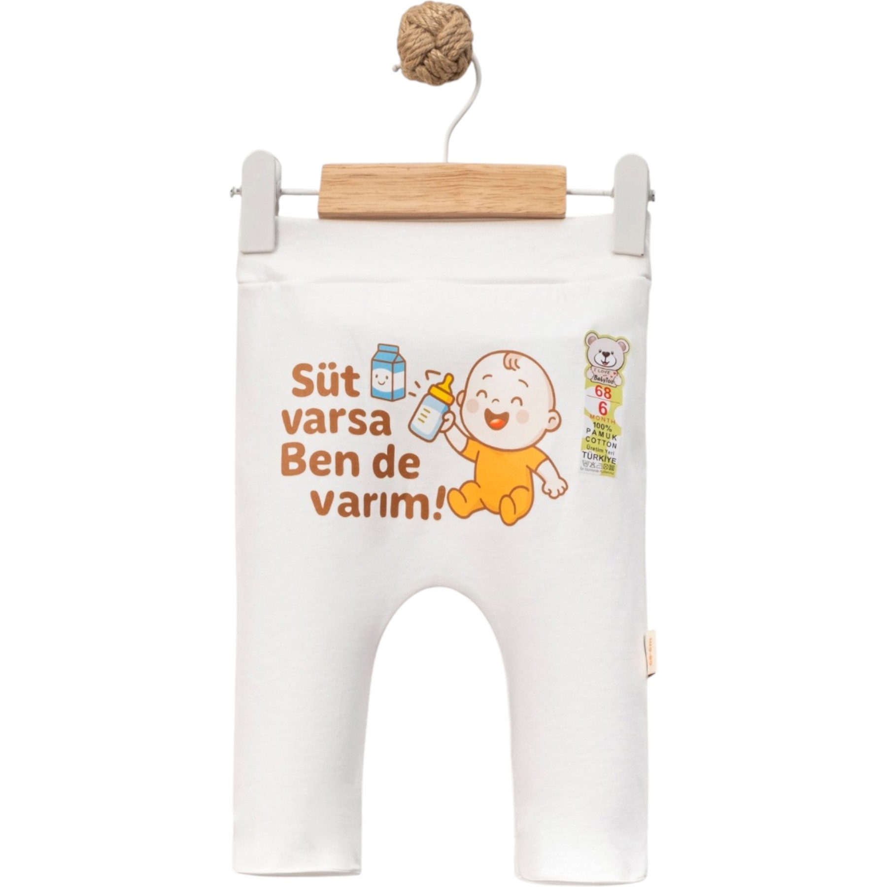 SUT VARSA BENDE VARIM DTF BASKILI PATİKLİ TEK ALT 1 Ay,3 Ay,6 Ay,9 Ay Uni