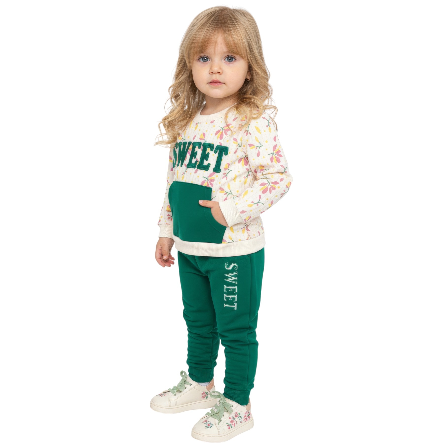 SWEET NAKIŞLI İNTERLOK KIZ TK 9 Ay,12 Ay,18 Ay,2Y Kız