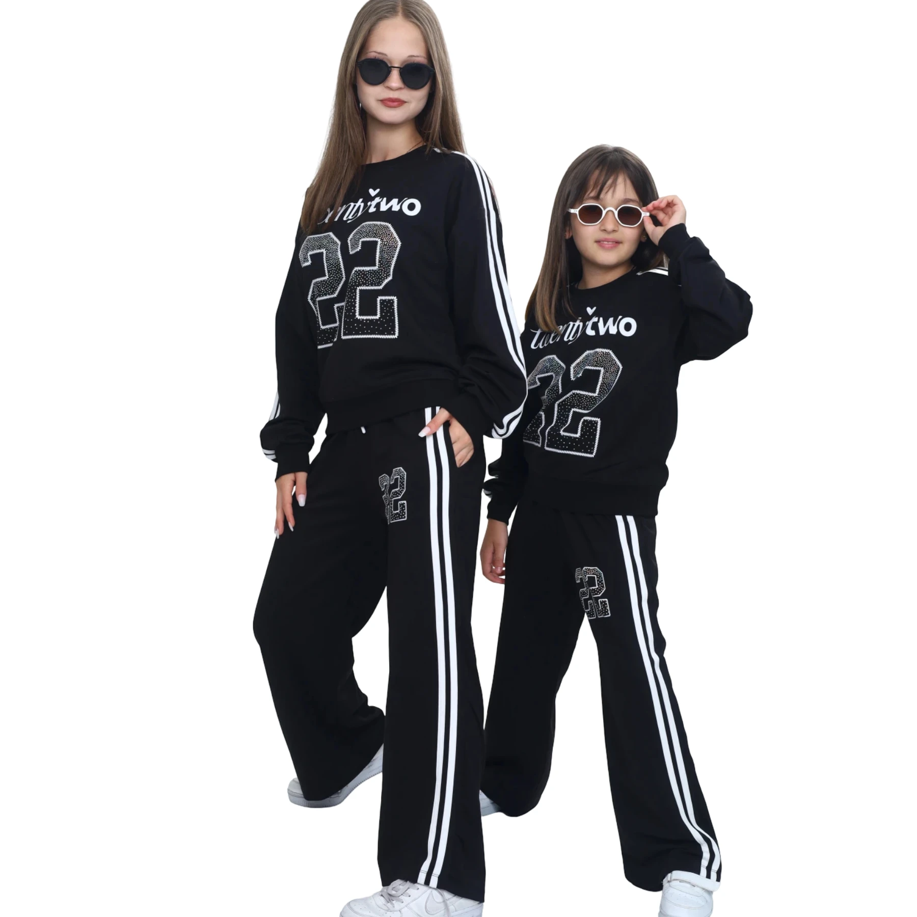 TAŞLI KABARMA BASKILI  ŞERİTLİ TAKIM 8Y,10Y,12Y,14Y,16Y Kız