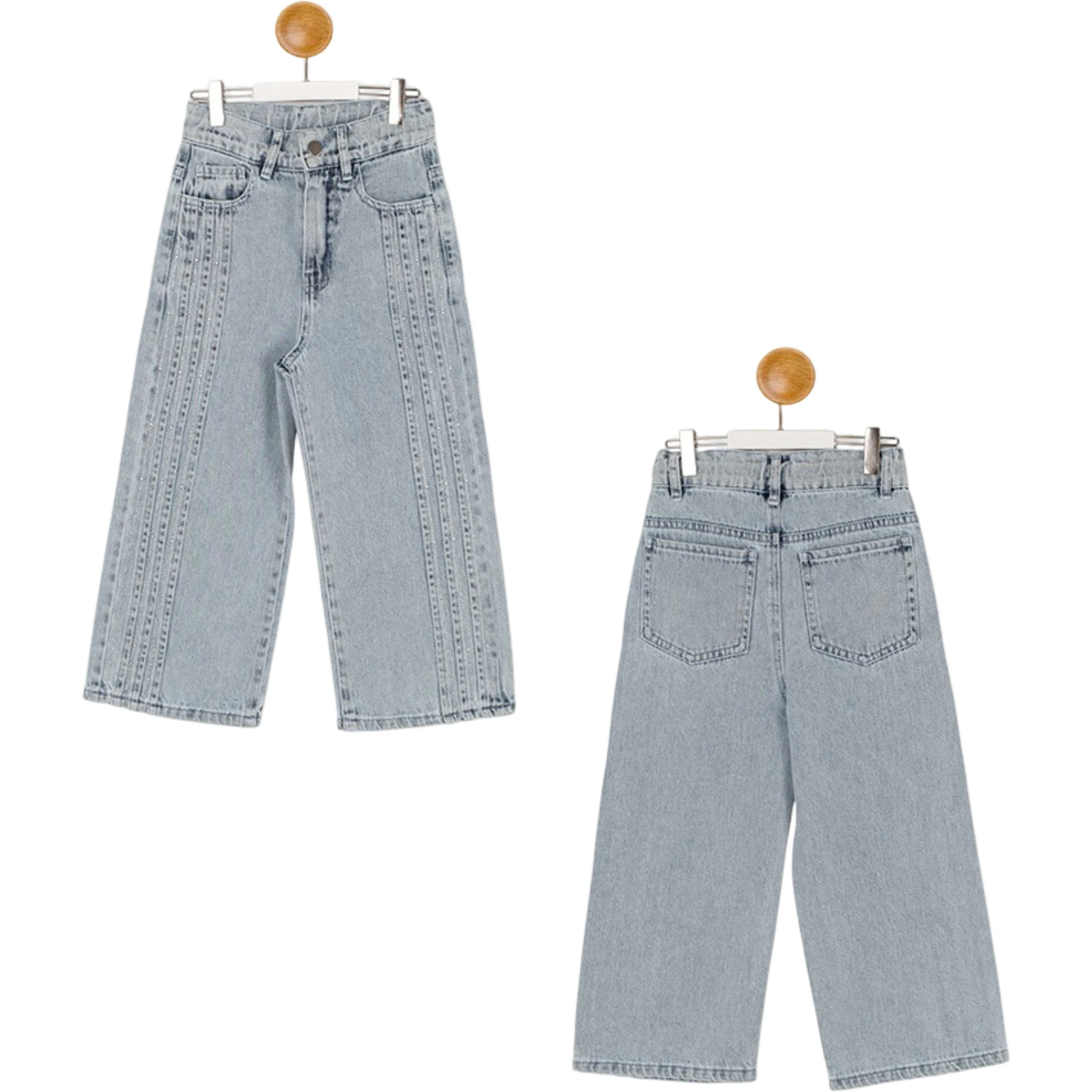TAŞLI KIZ KOT PANTOLON  11Y,12Y,13Y,14Y,15Y Kız