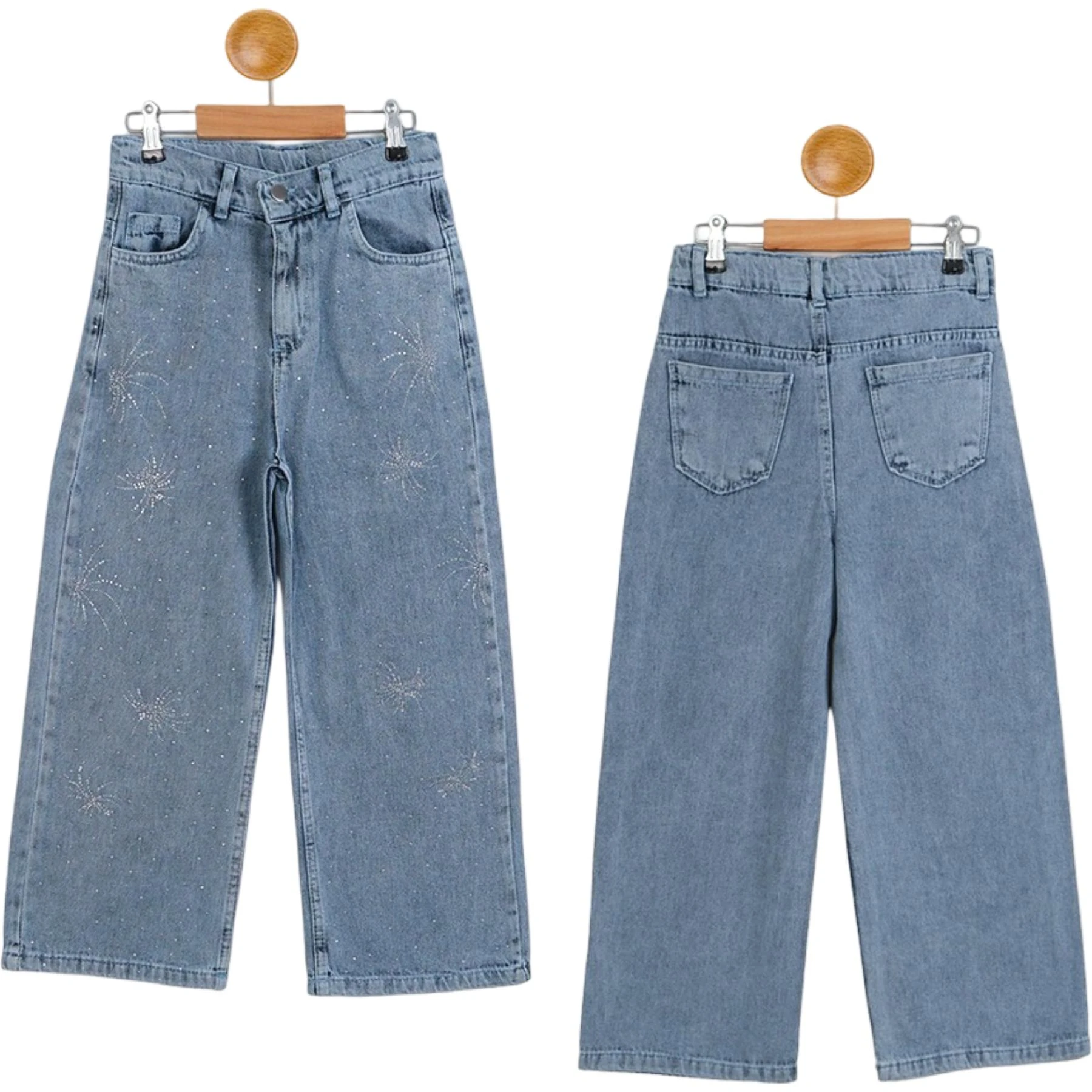 TAŞLI KIZ KOT PANTOLON  6Y,7Y,8Y,9Y,10Y Kız