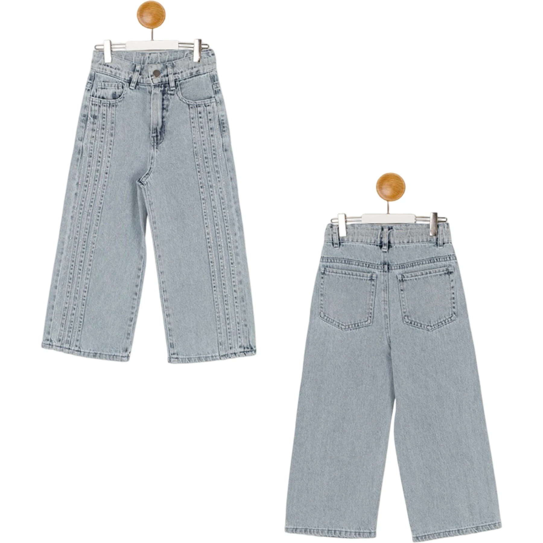 TAŞLI KIZ KOT PANTOLON  6Y,7Y,8Y,9Y,10Y Kız