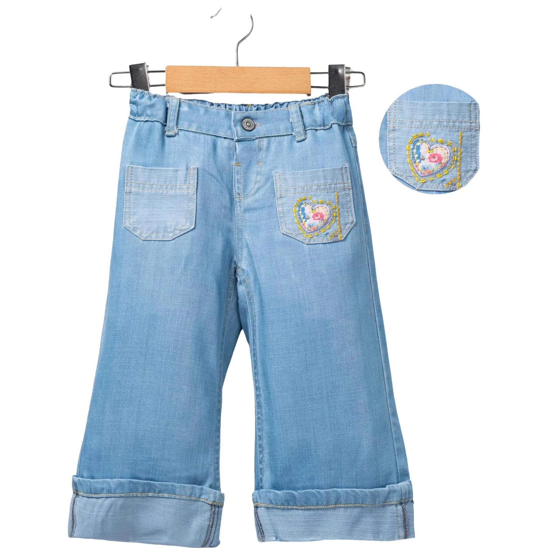 TEK CEP KALP NAKIŞLI PANTOLON 3Y,4Y,5Y,6Y Kız