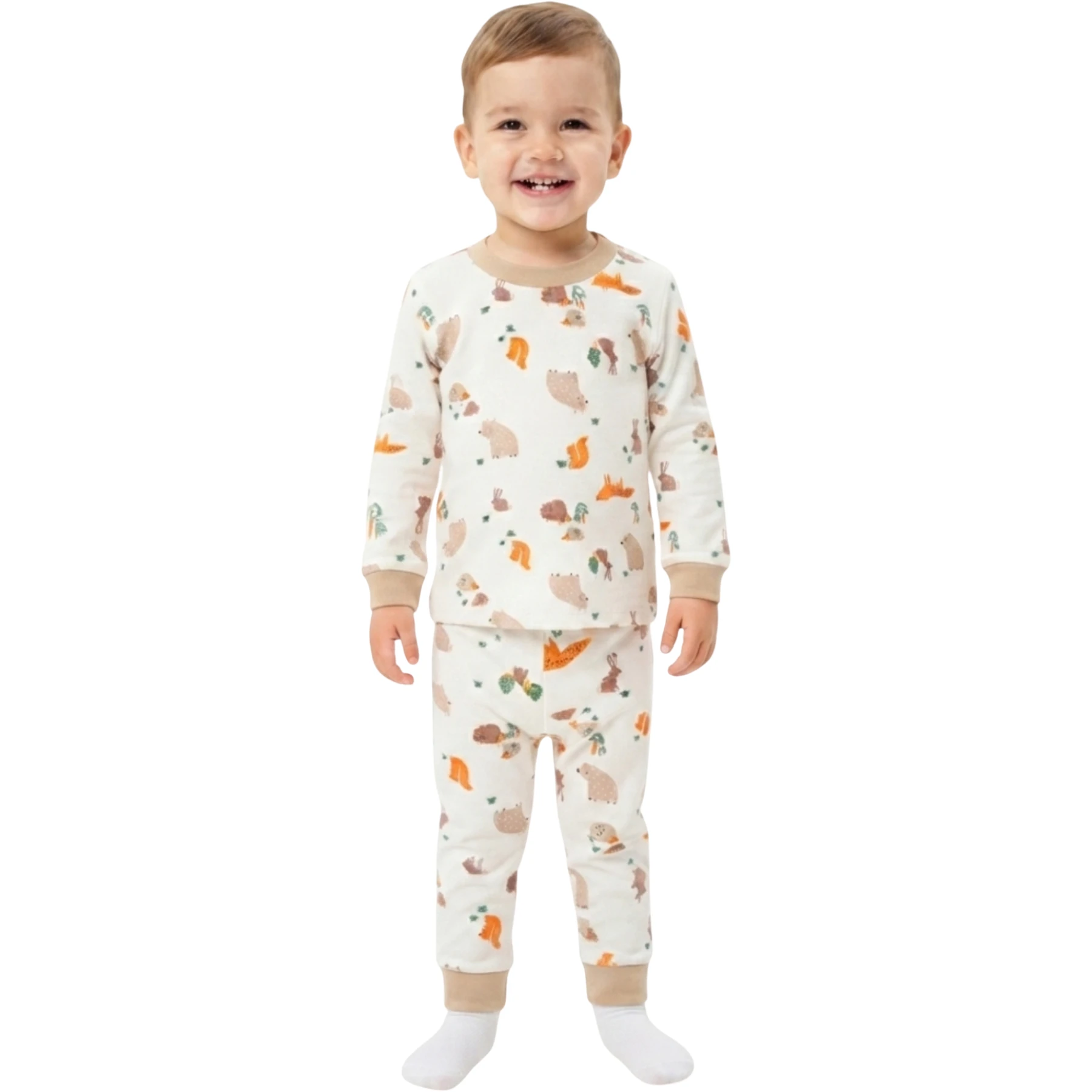 TİLKİLİ AYI BİSİKLET YAKA PİJAMA TAKIMI 3Y,4Y,5Y,6Y Erkek