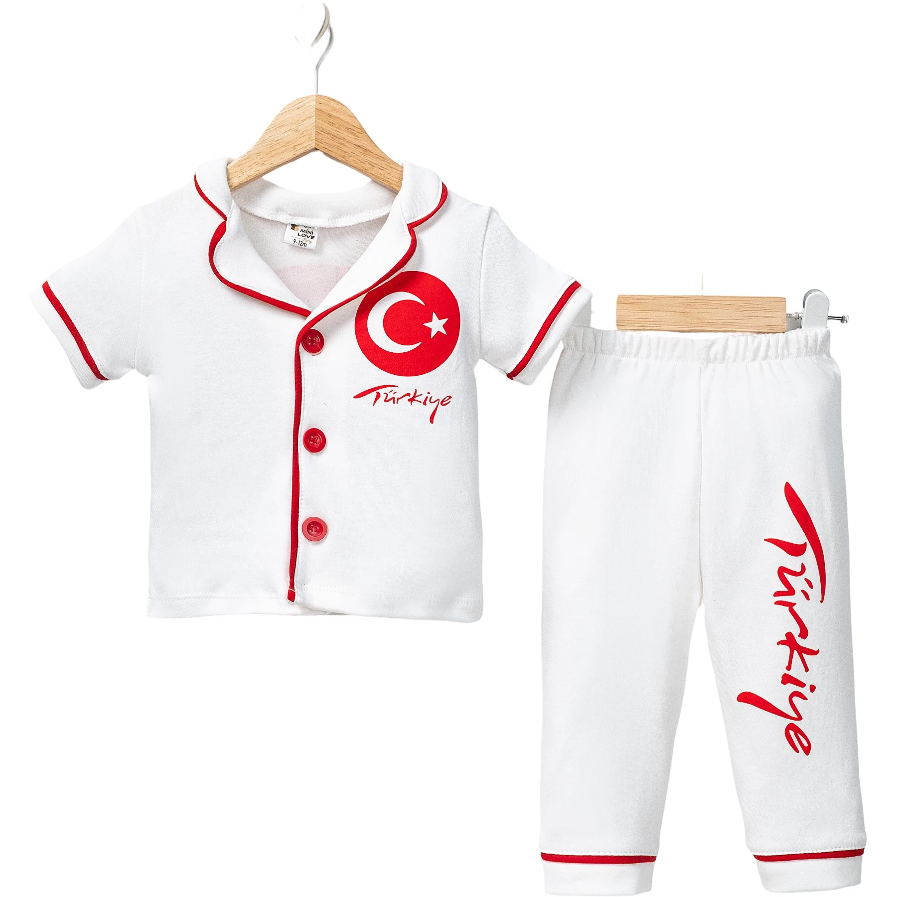 TÜRKİYE KISA KOLLU PİJAMA TAKIM  9 Ay,12 Ay,18 Ay,2Y Uni