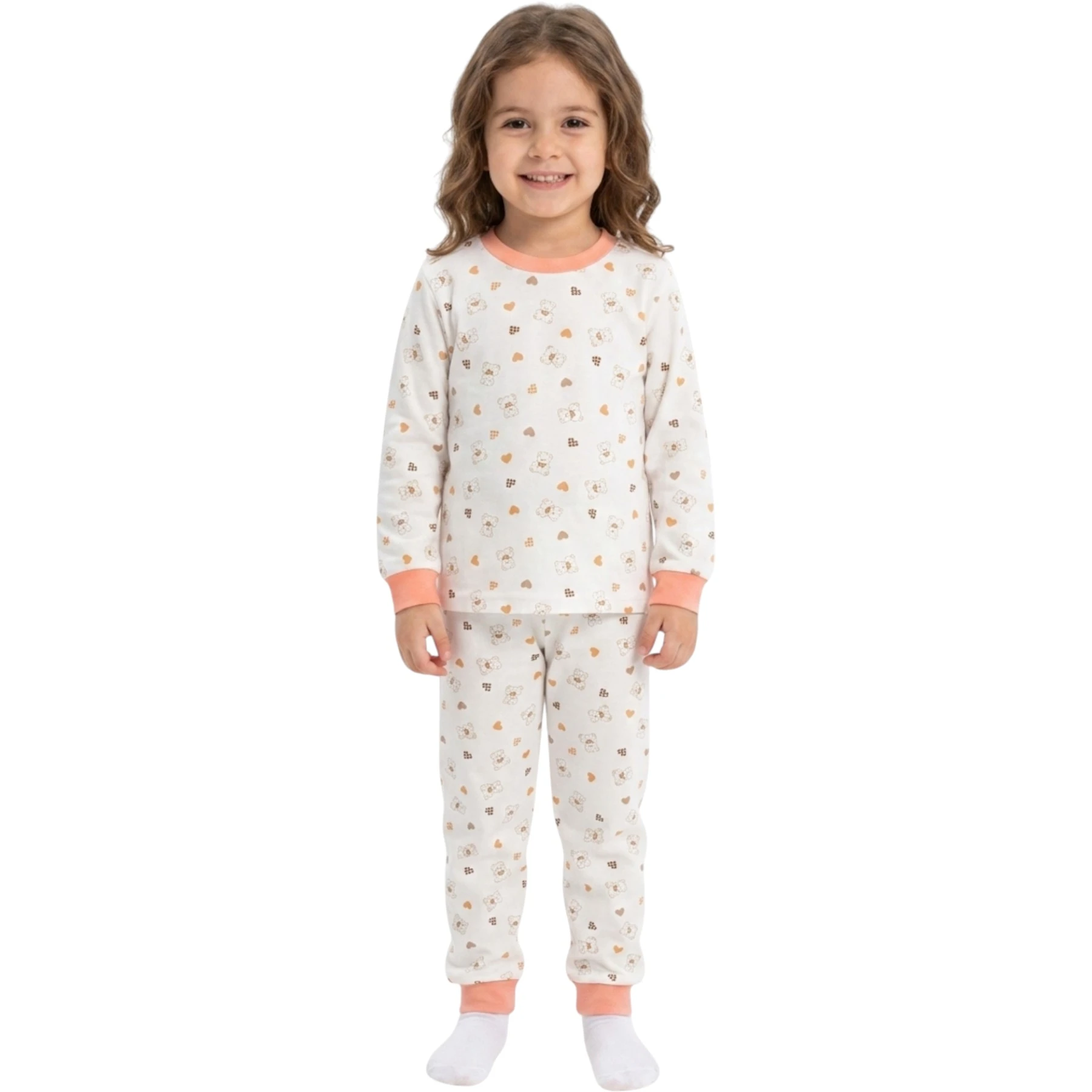 TURUNCU KALP PİJAMA 3Y,4Y,5Y,6Y Kız