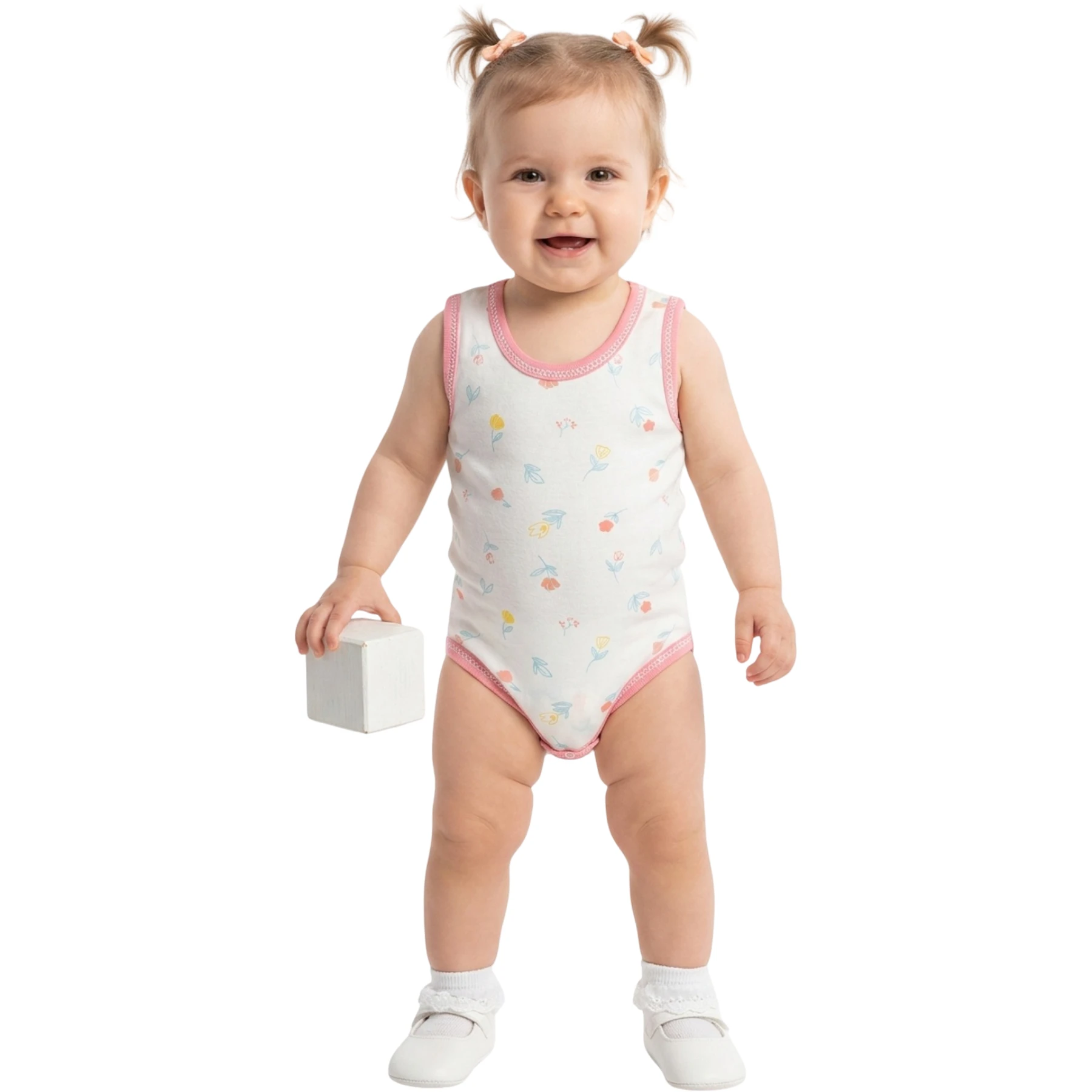 PUDRA SOFT ÇİÇEK ASKILI ÇITÇITLI BADİ 12 Ay,18 Ay,2Y,3Y Kız