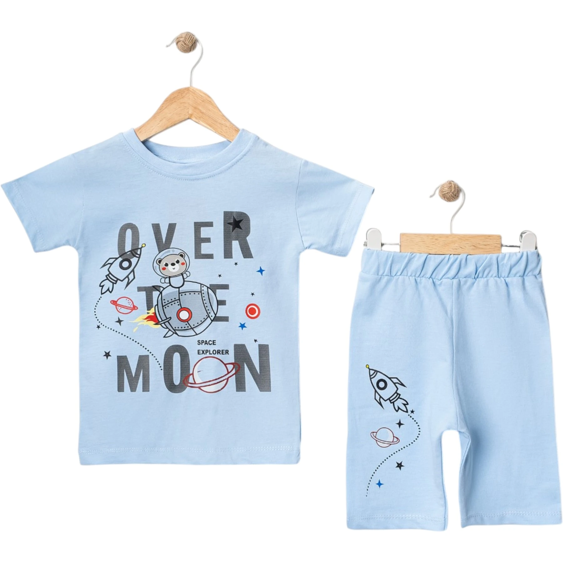 UZAY OVER MOON BASKILI İKİLİ ERKEK TAKIM 2Y,3Y,4Y,5Y,6Y Erkek