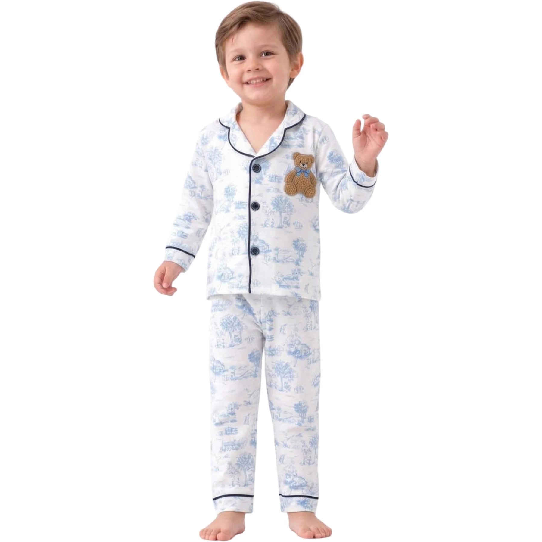 VİLLAGE ERKEK YAKALI PİJAMA TAKIM  4Y,5Y,6Y Erkek