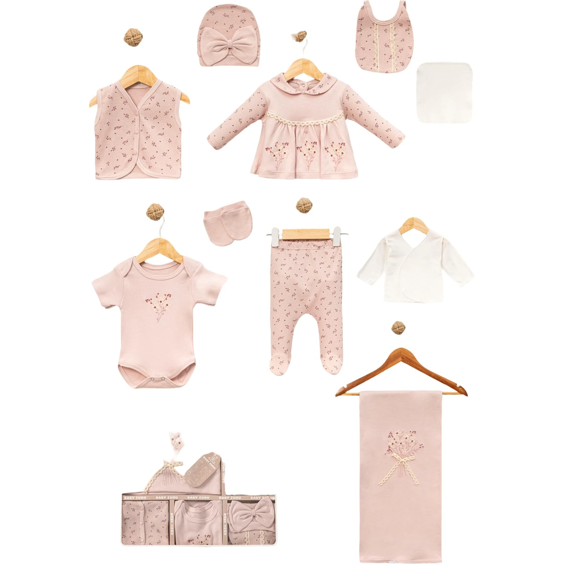 WAFFLE ÇİÇEKLİ 10 LU SET 1 Ay,2 Ay,3 Ay Kız