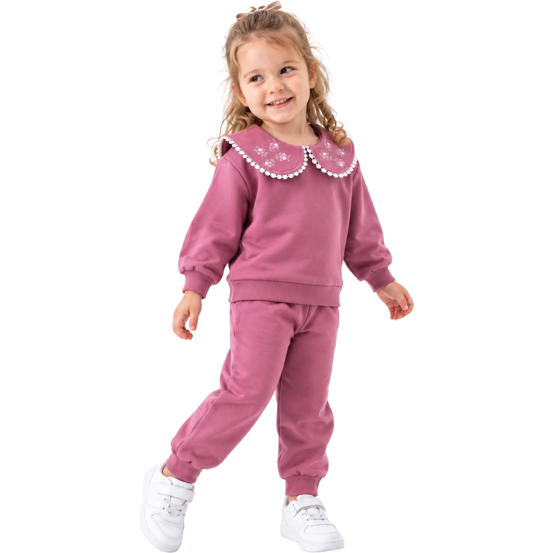 YAKALI NAKIŞLI DANTELLİ İKİLİ TAKIM  12 Ay,2Y,3Y,4Y Kız