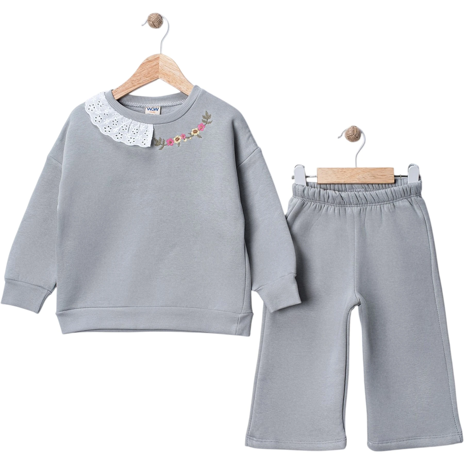 YAKASI DANTELLİ NAKIŞLI İKİLİ TAKIM 12 Ay,2Y,3Y,4Y Kız