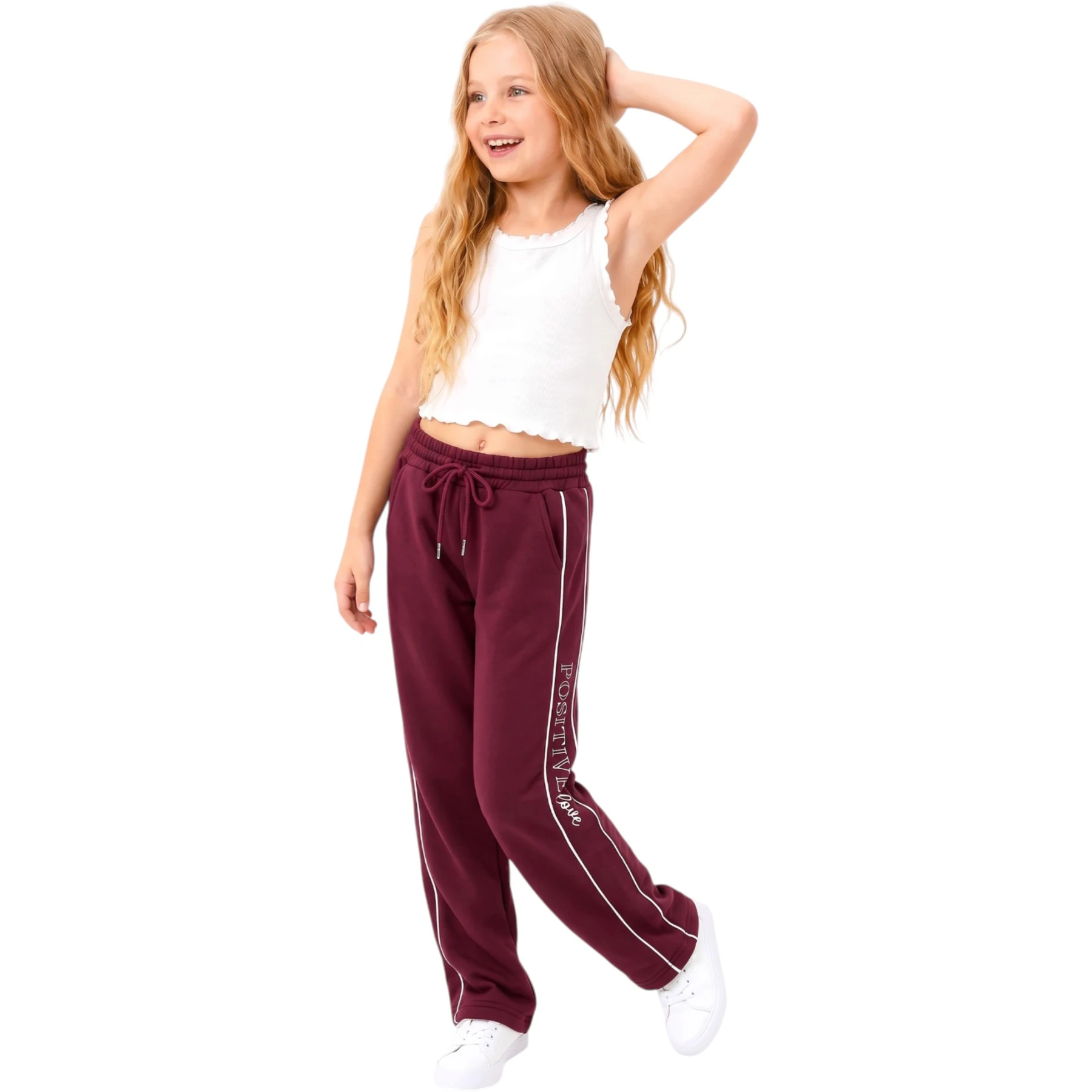 YAN 2 ARA BİYELİ POSTIVE BASKILI BOL PAÇA 13Y,14Y,15Y,16Y Kız