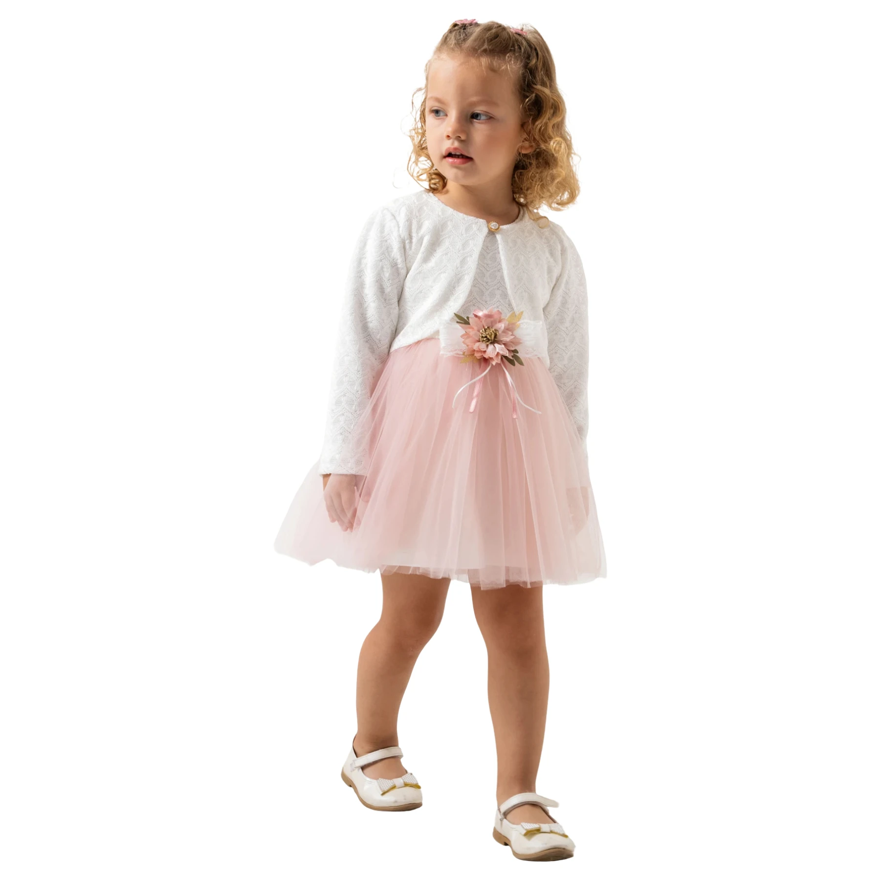 YAPRAK DESENLİ BOLEROLU ELBİSE 2Y,3Y,4Y Kız