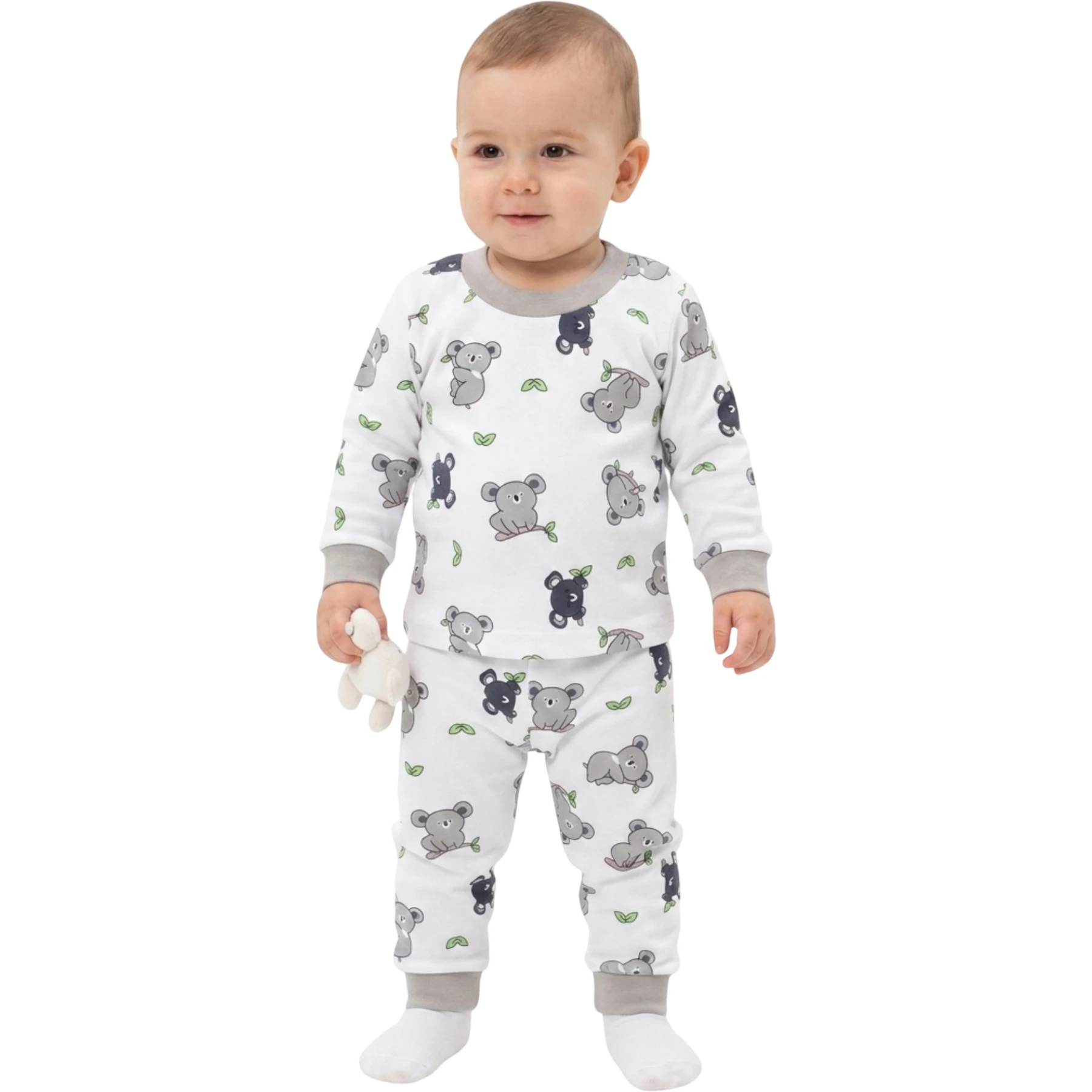 YAPRAKLI GRİ KOALA PİJAMA 6 Ay,12 Ay,18 Ay,2Y Erkek