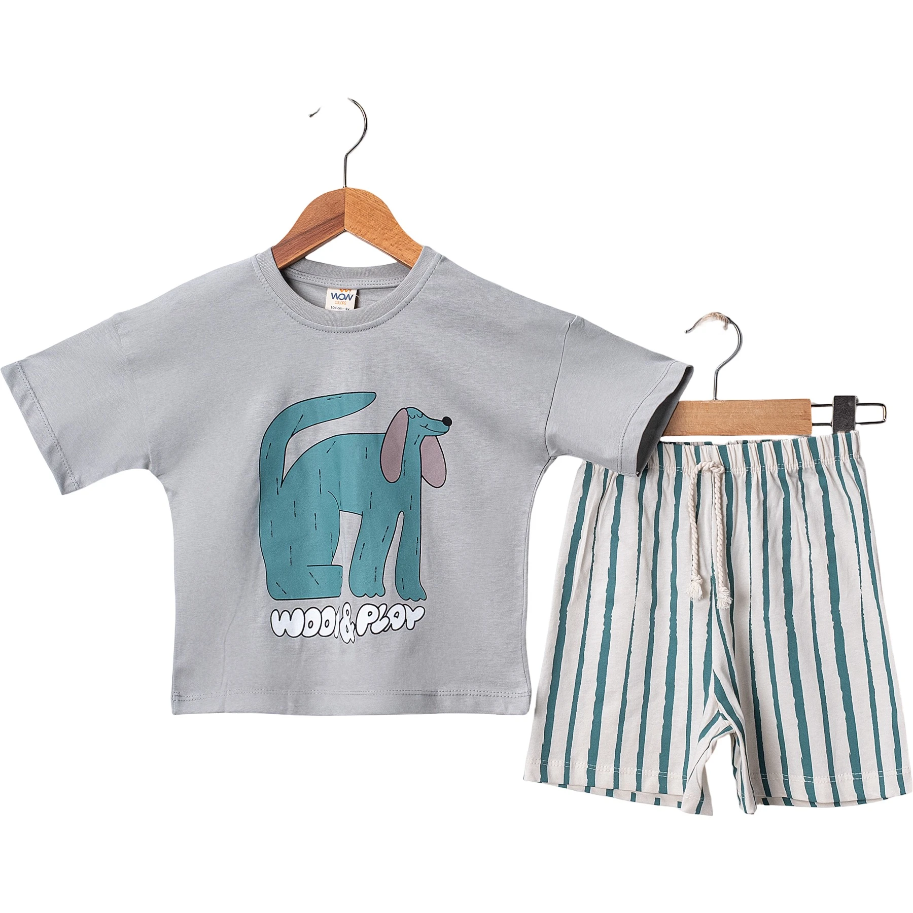 YAZLIK WOOF PLAY BASKILI ŞORTLU TAKIM 12 Ay,2Y,3Y,4Y Erkek