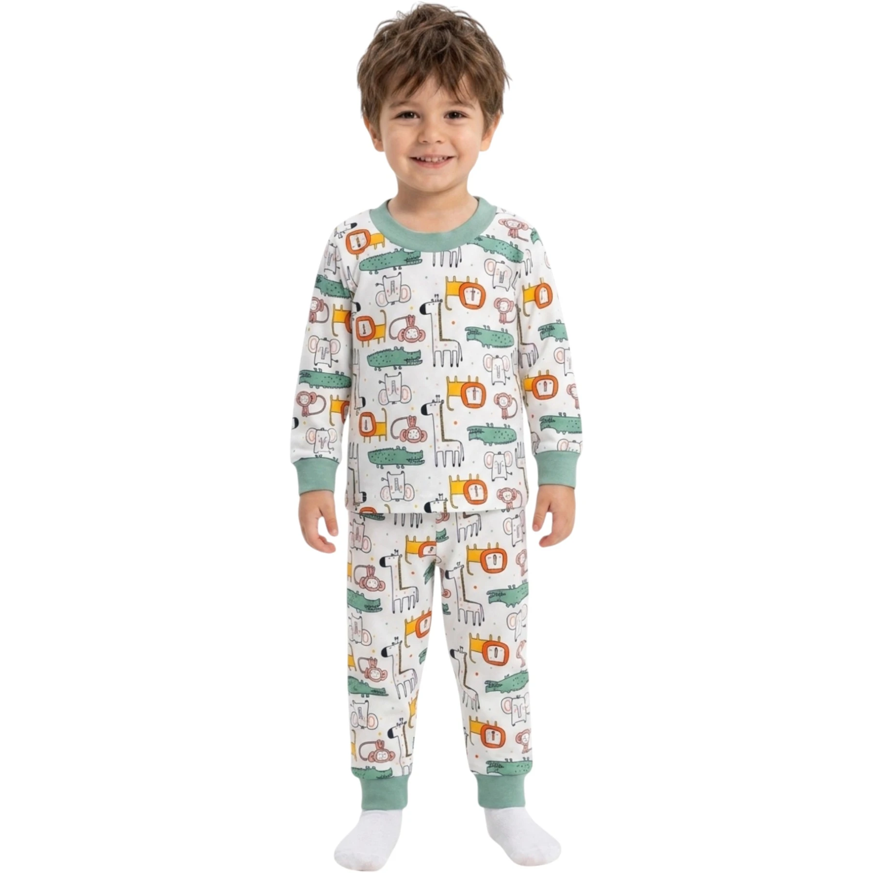 YEŞİL HAYVANLAR ALEMİ PİJAMA 3Y,4Y,5Y,6Y Erkek