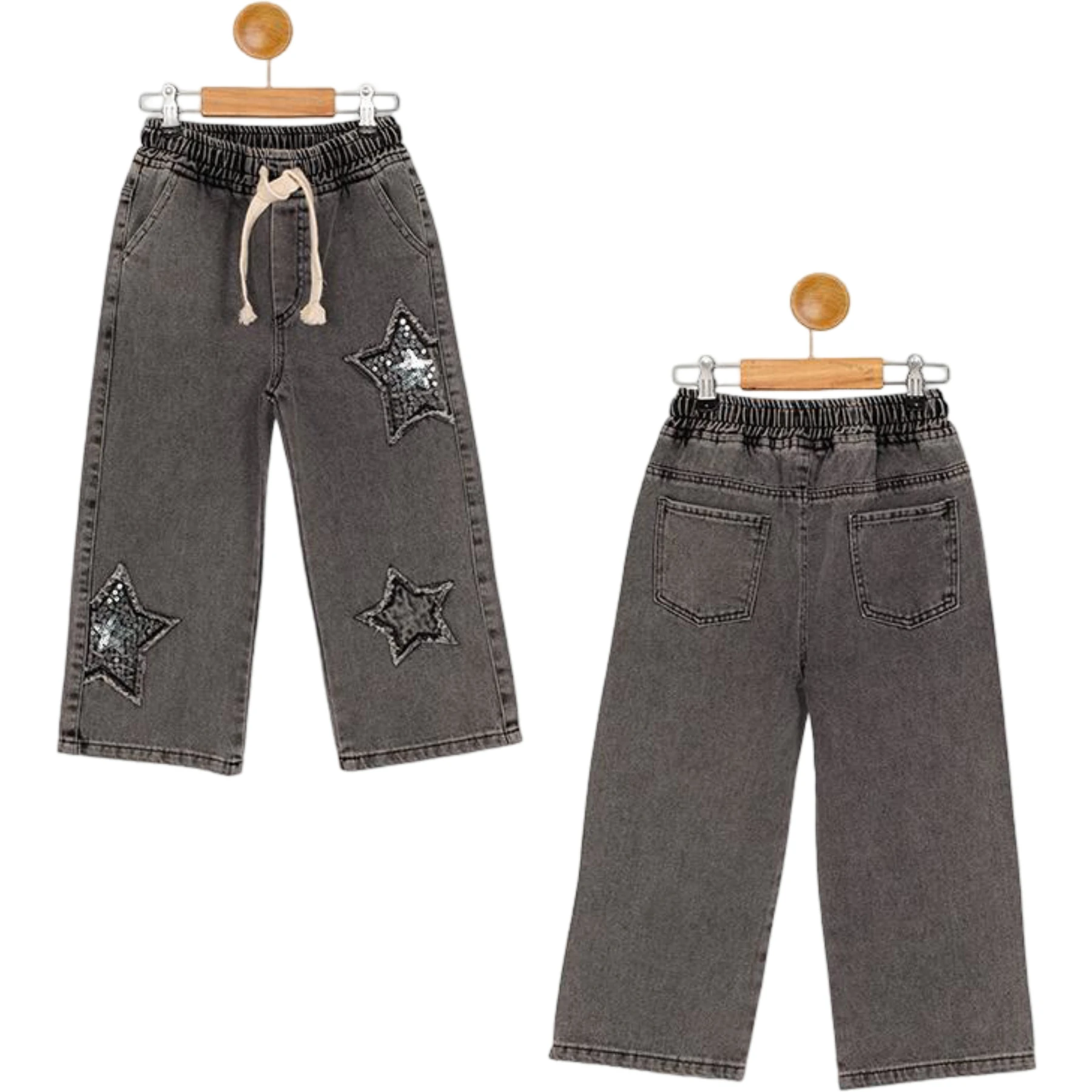 YILDIZ NAKIŞLI  KIZ KOT PANTOLON  6Y,7Y,8Y,9Y,10Y Kız