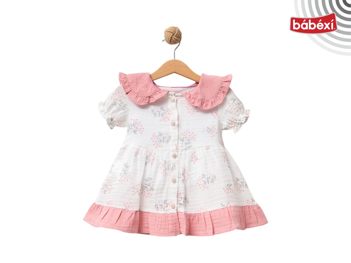 4 Yaş Çiçekli Müslin Elbise 4Y,3Y,2Y,12 Ay Kız