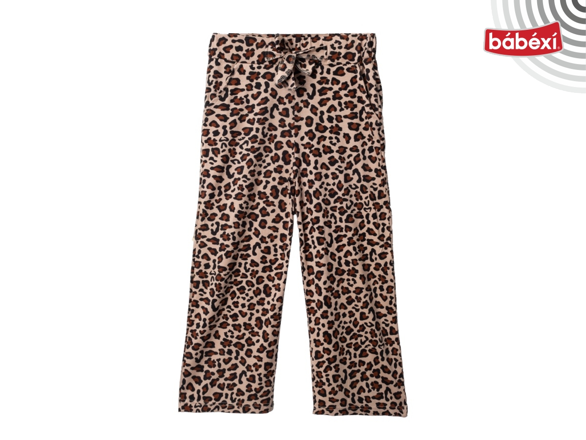 Viskon Leopar Desenli Açık Paça Cepli Şalvar  5Y,6Y,7Y,8Y Kız