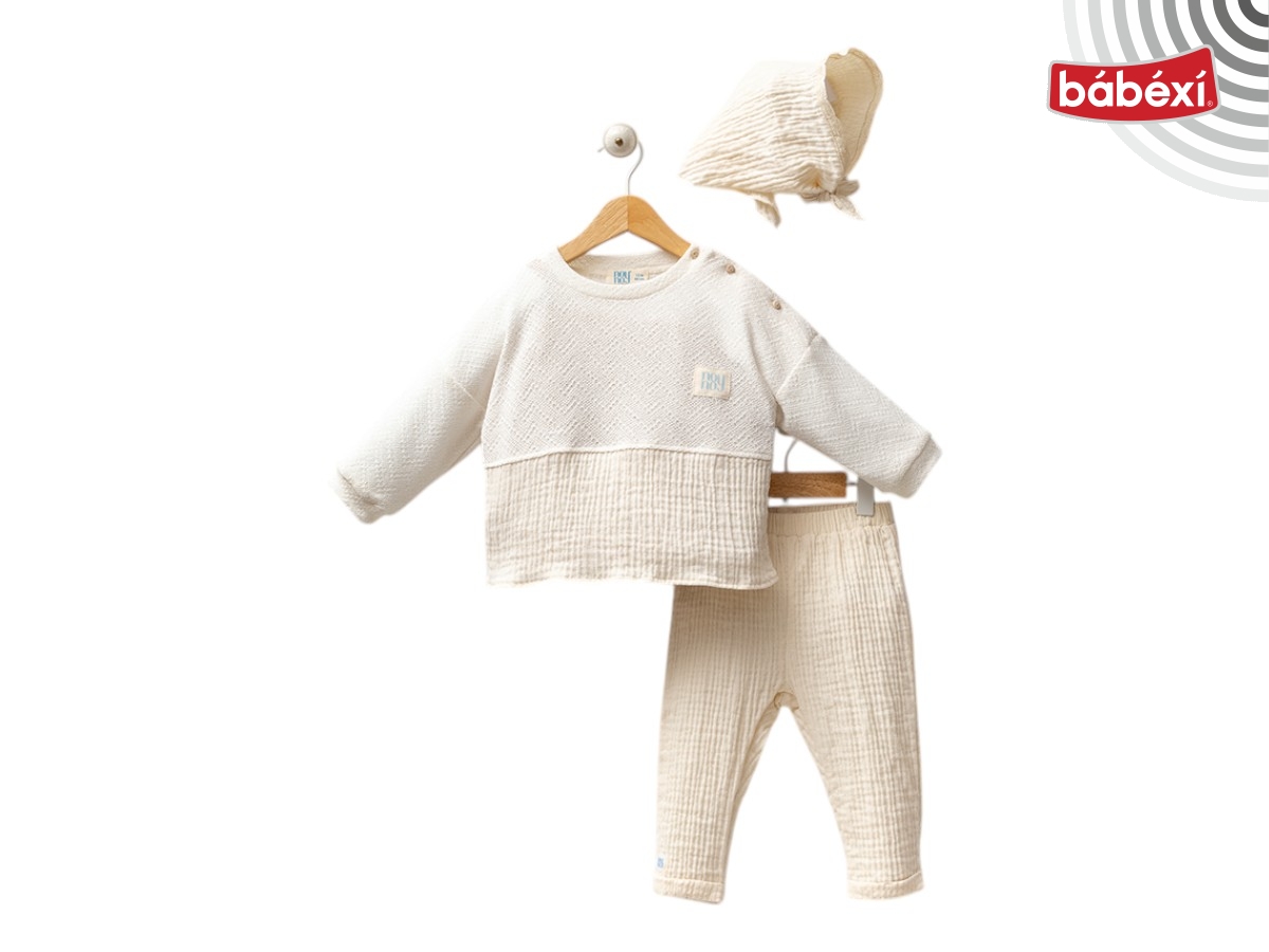 Muslin Örme Bluz Pnt Eşarp 3'lü Tk  6 Ay,9 Ay,12 Ay,18 Ay Kız
