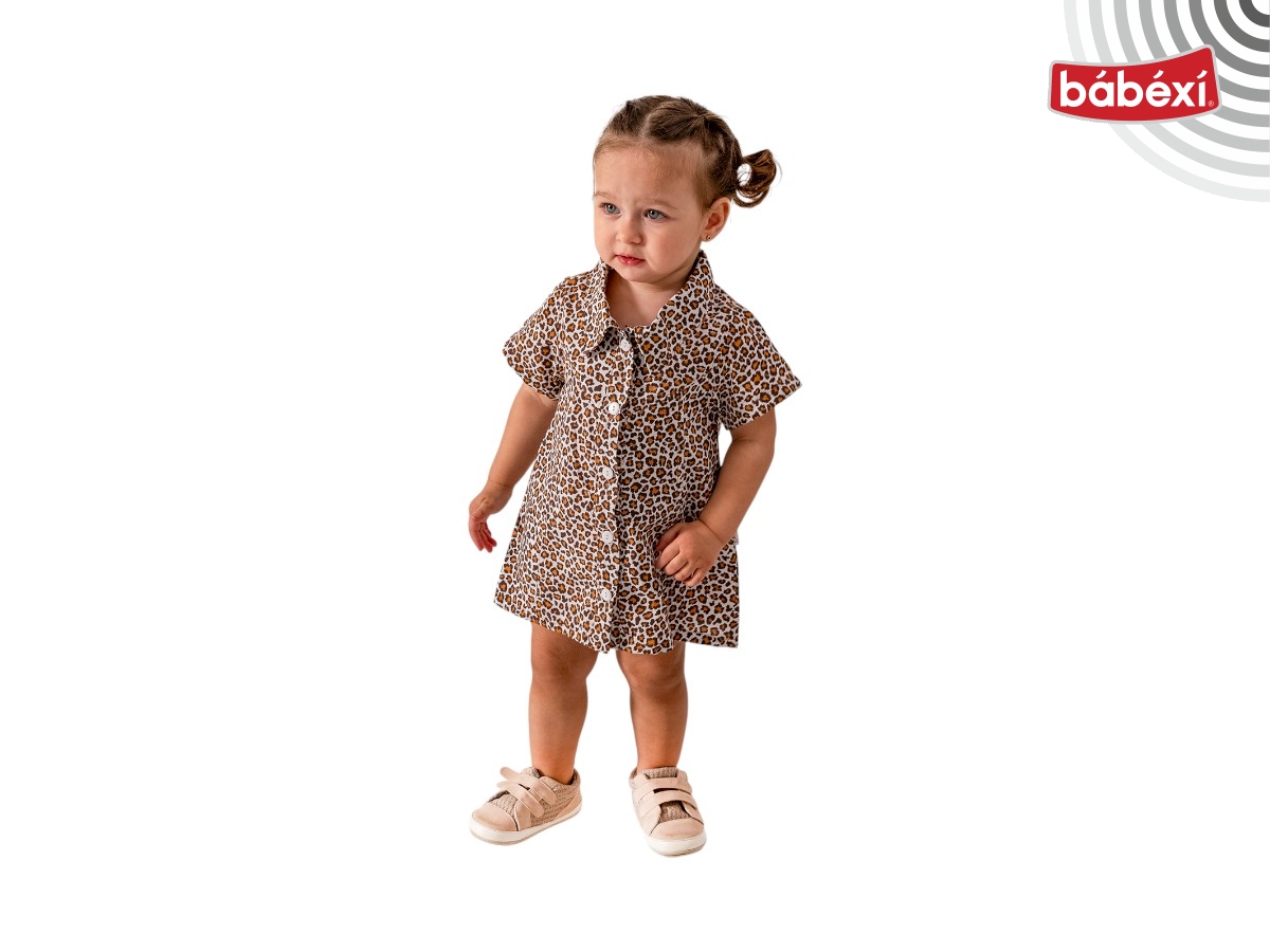 4 Yaş Kısa Kol Leopar Desen Elbise 12 Ay,2Y,3Y,4Y Kız