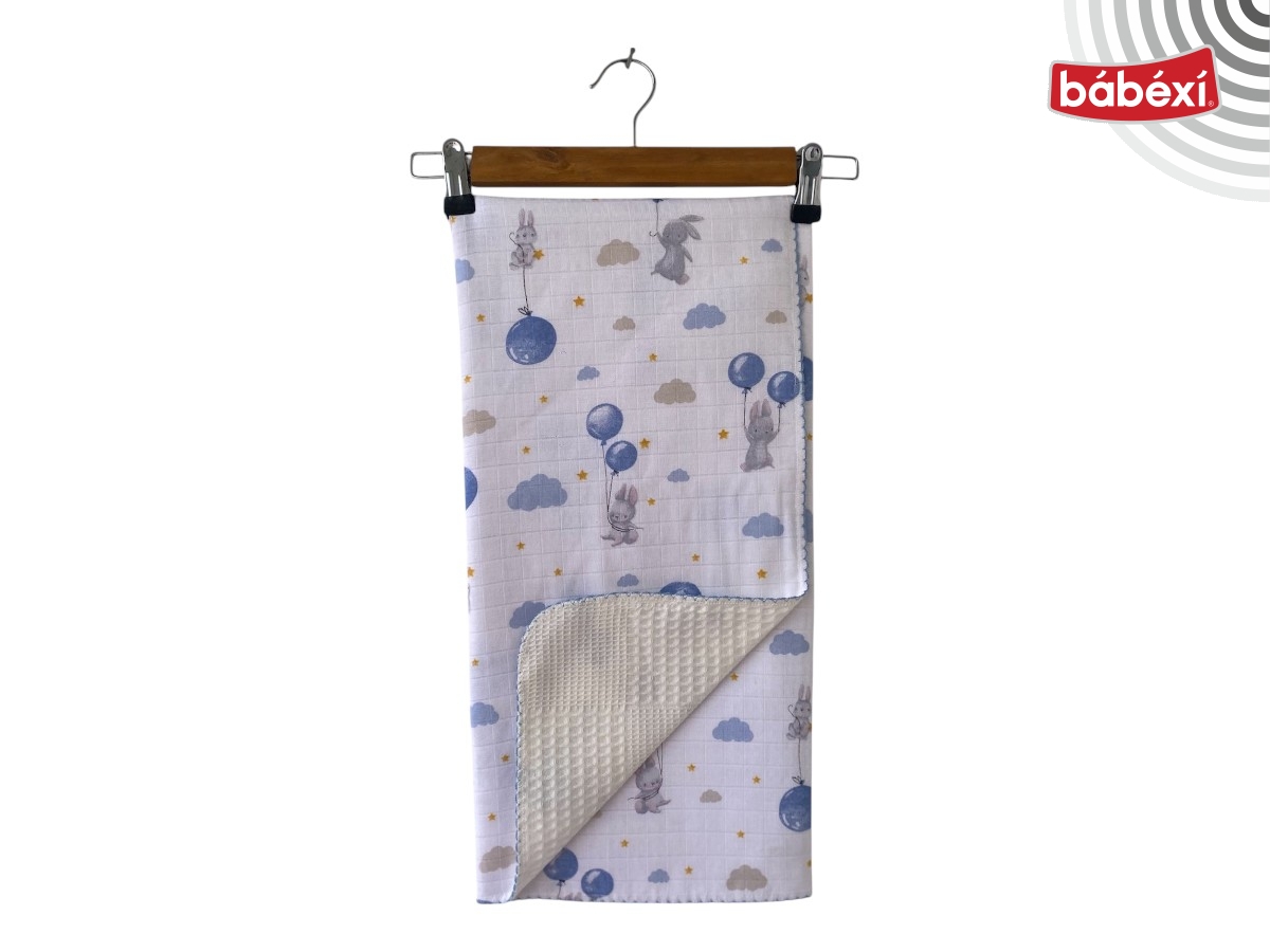 Balonlu Tavşanlar Pikeli Müslin 100x100  Uni