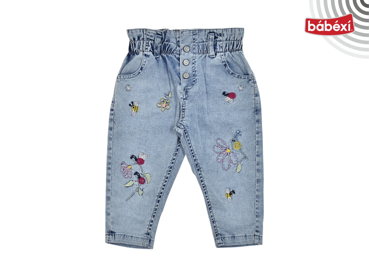 ARI ÇİÇEK NAKIŞLI KOT PANTOLON 6 Ay,12 Ay,18 Ay,2Y Kız