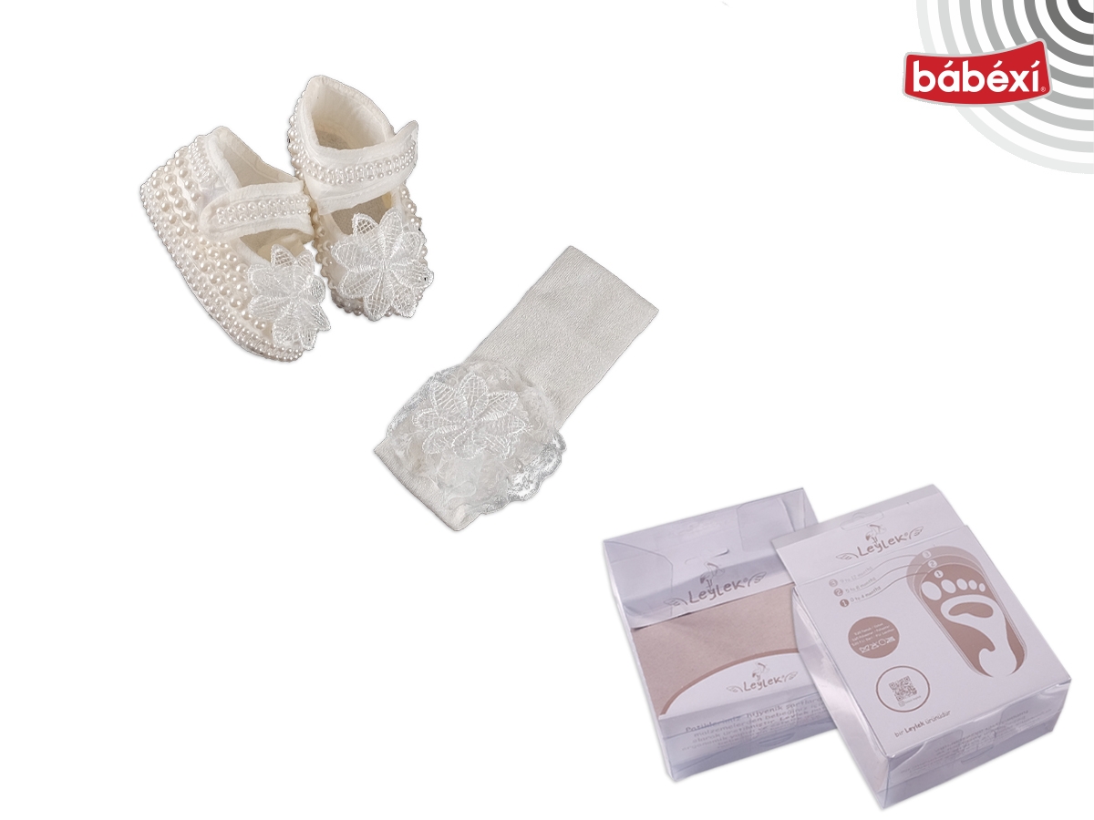 2 Li Full İncili Kız Patik Set 3 Ay Kız