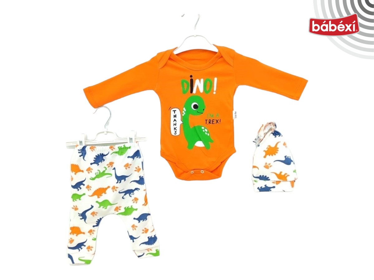 Dino Desenli 3 Parça Badili Takım 3 Ay,6 Ay,9 Ay Erkek
